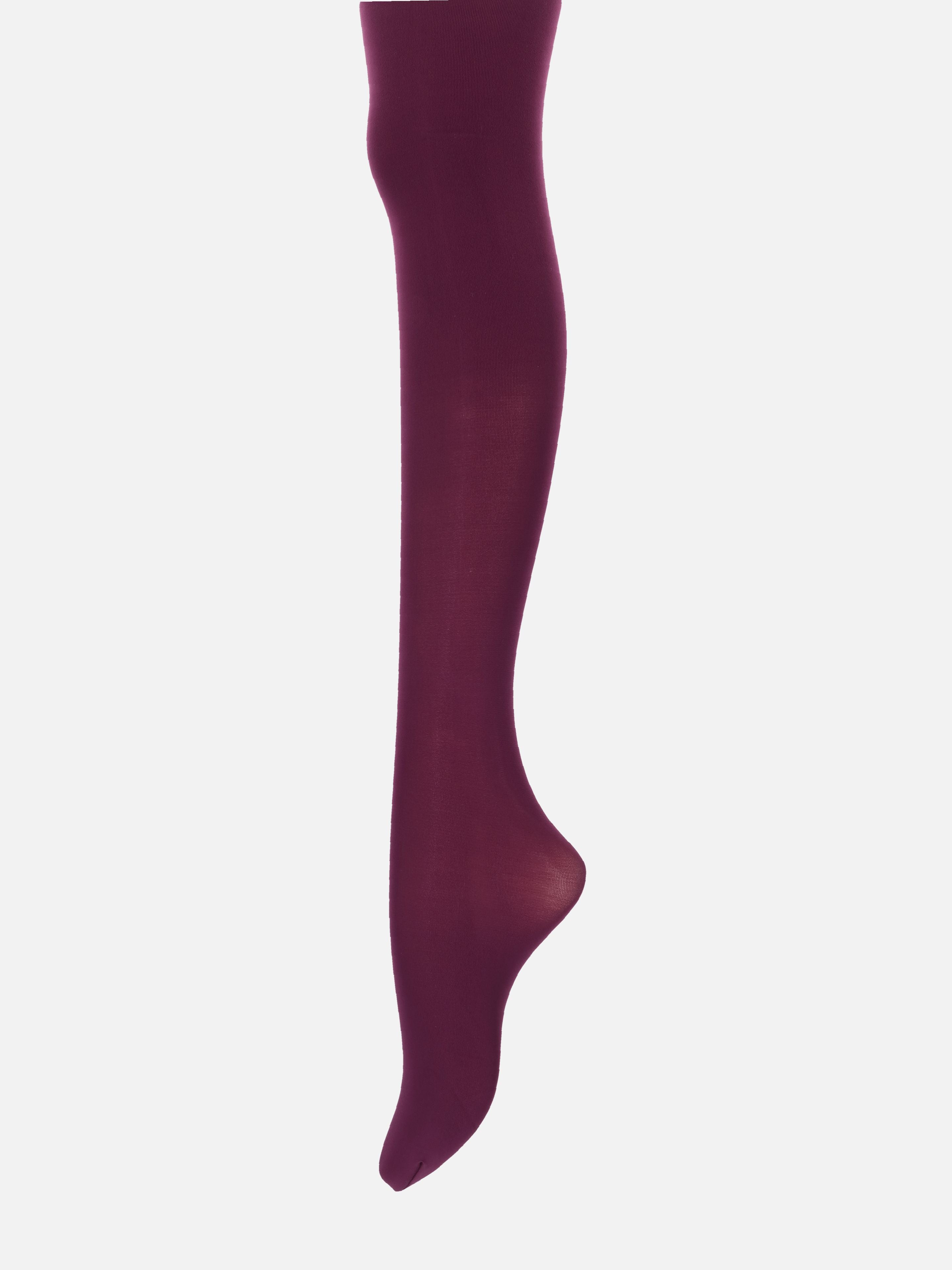 Tabio Color Premium Tights 80D in deep maroon, showcasing smooth texture and soft waistband for all-day comfort.