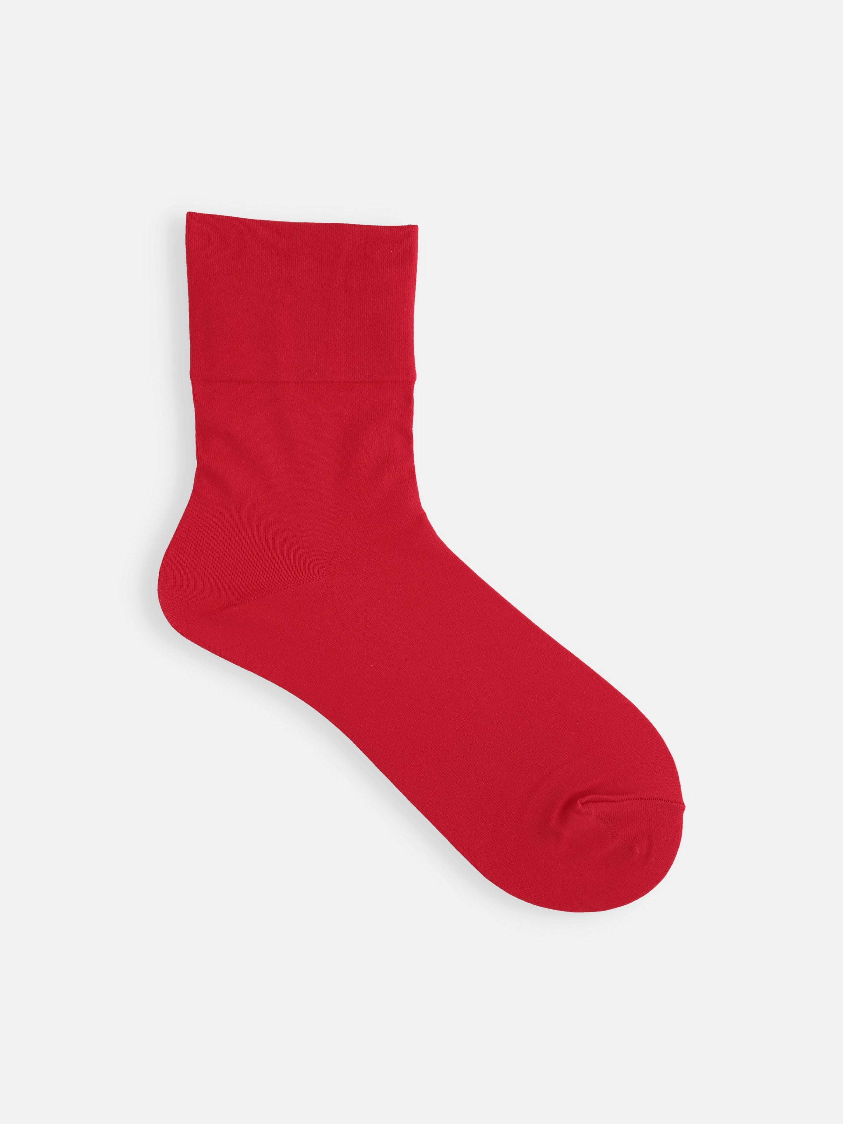 Tabio Soft Nylon Socks in vibrant red, displaying soft, stretchy nylon knit material designed for comfortable wear.