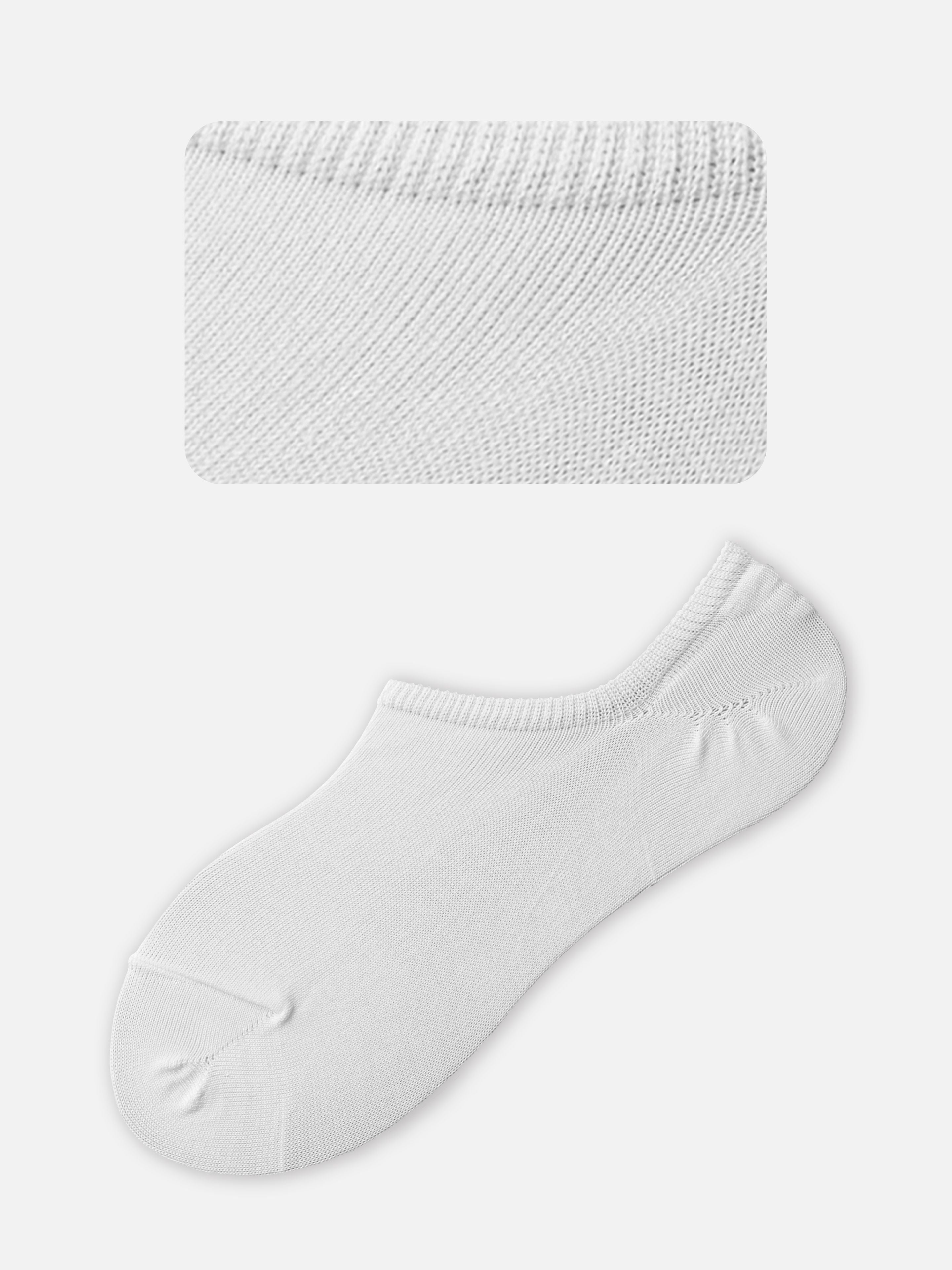 Tabio Lyocell Plain Sockettes in white, showcasing the lightweight, breathable material and subtle seamless design.