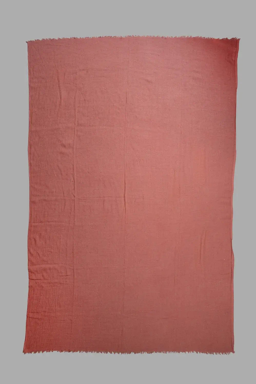 Rick Owens Emily Scarf in Rosewood, generous rectangular design with lightly frayed edges, showcasing soft, muted color.
