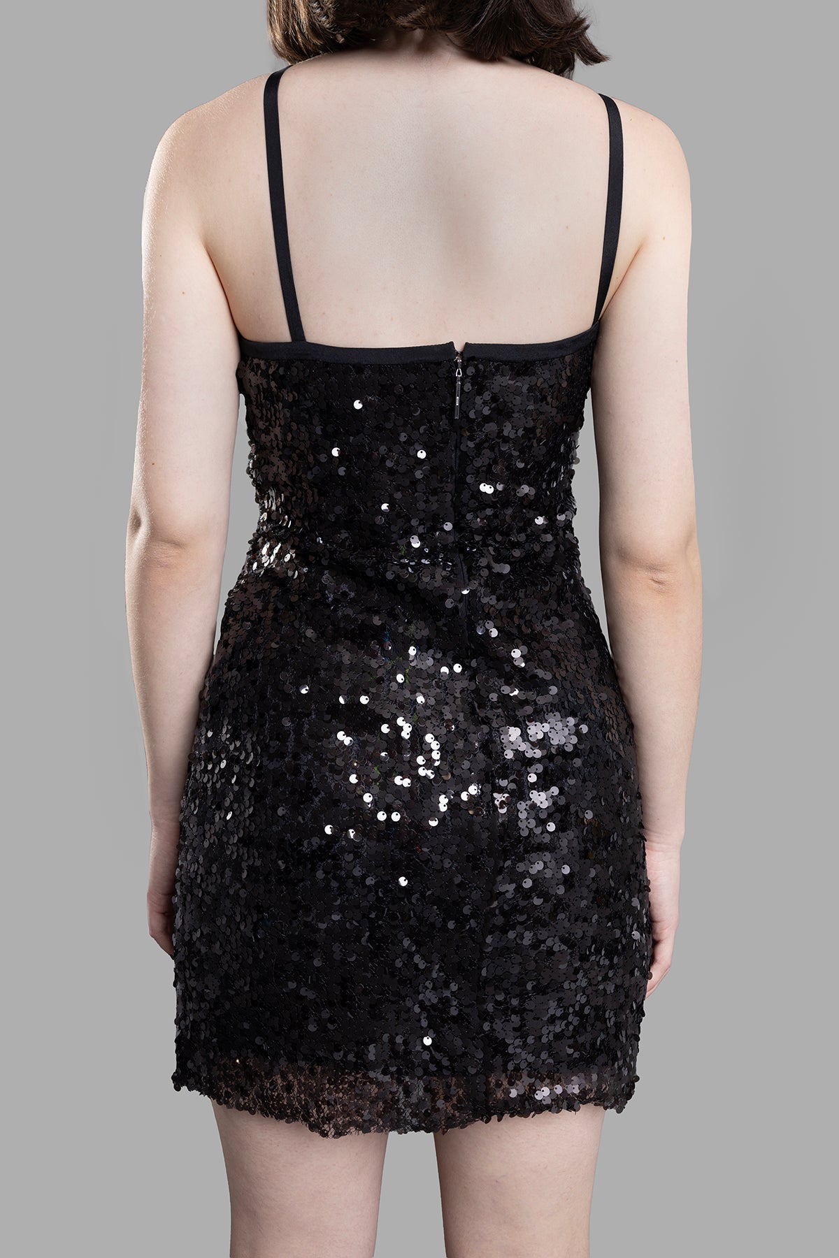 MSGM Sequin-embellished Dress showcased from the back, featuring intricate sequin detailing and concealed zip fastening.