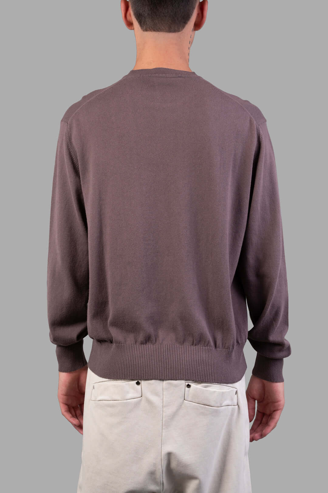 Vivienne Westwood Orb-embroidered Jumper, back view highlighting rib-knit hem and cuffs in truffle color, relaxed fit.