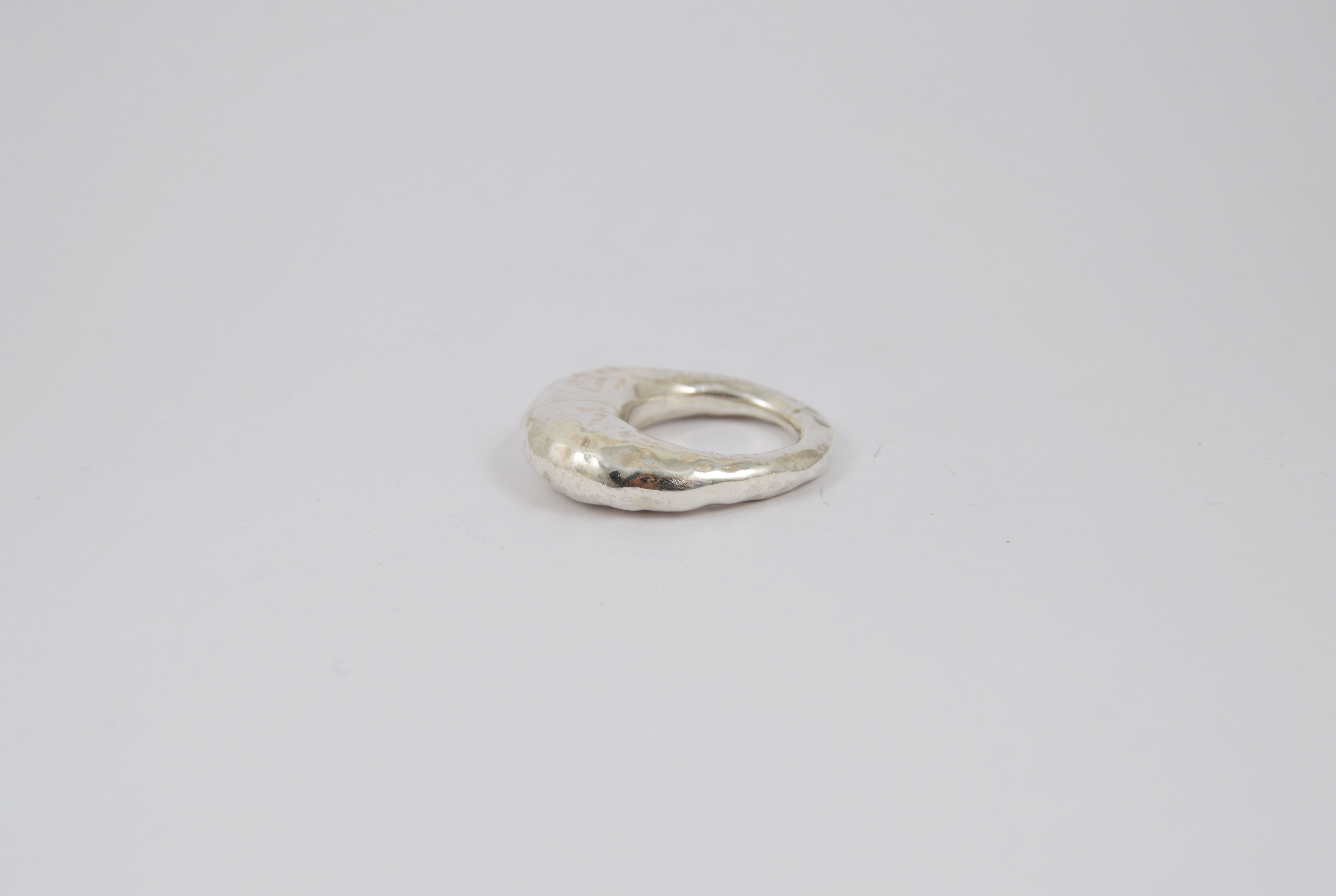 Rosa Maria Brandy Ring, front view showcasing unique organic design, silver finish on white background, image 1.