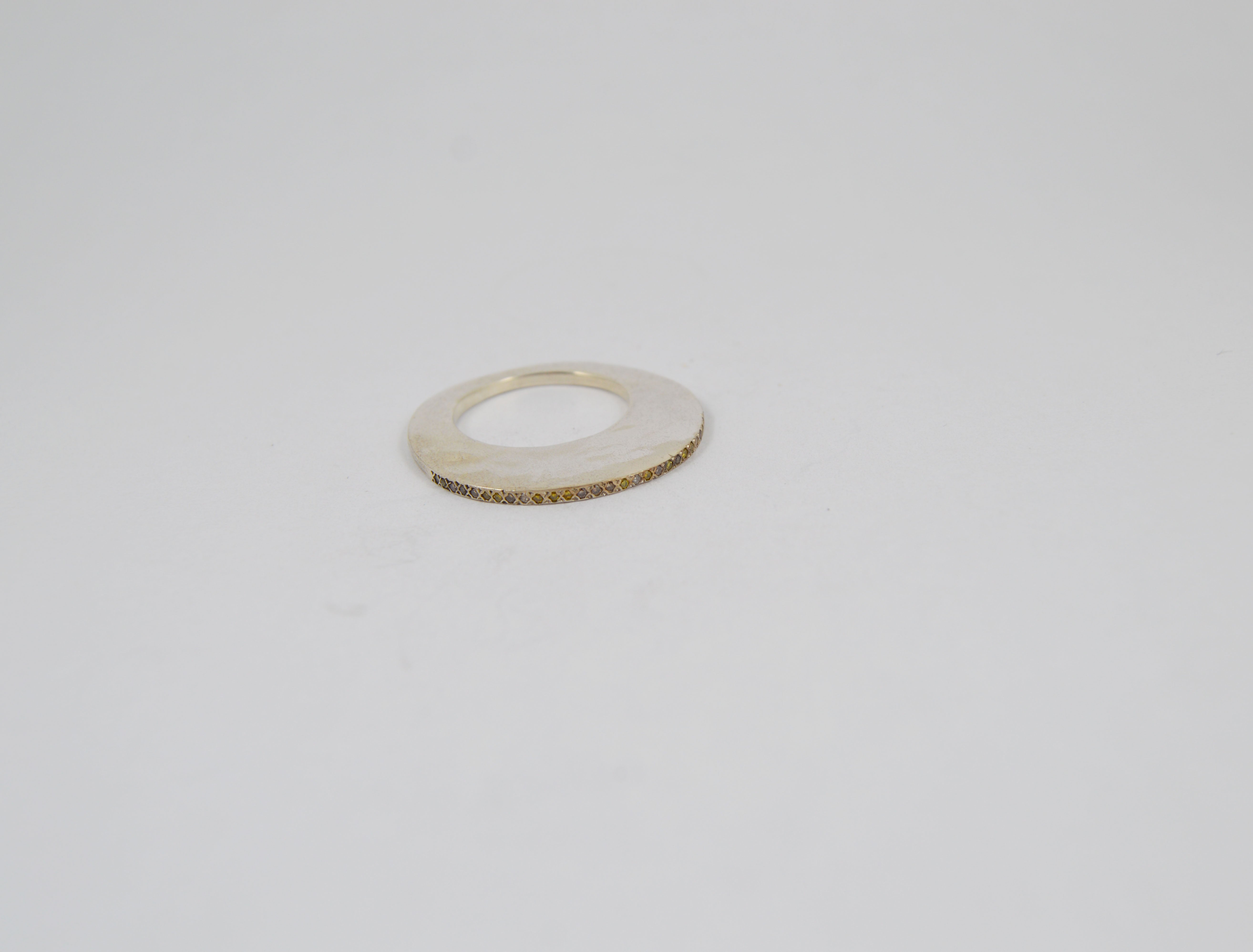 Rosa Maria Brenna Ring front view showcasing the sleek, minimalist design with subtle detailing on a white background.