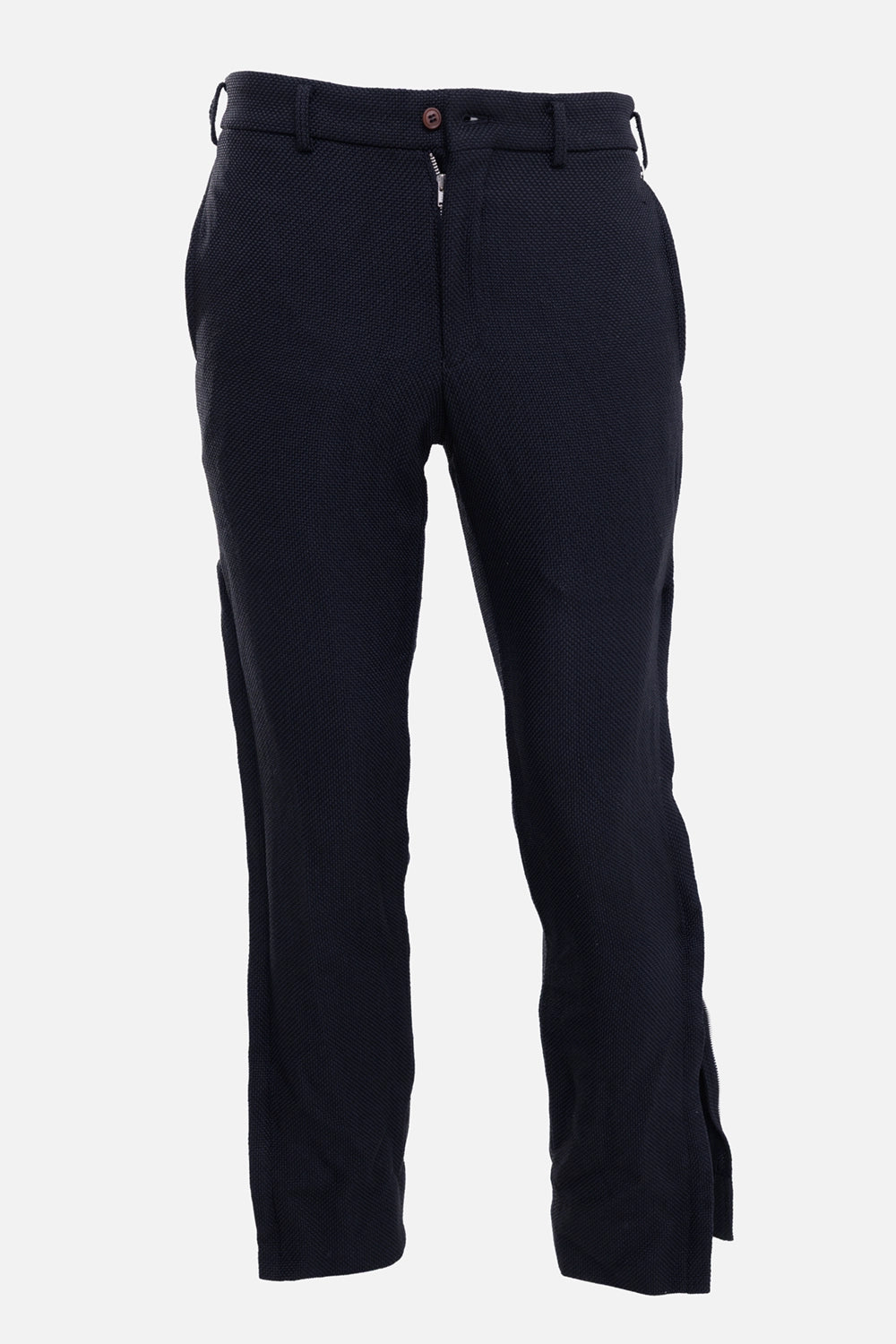 Side-Zip Textured Trousers