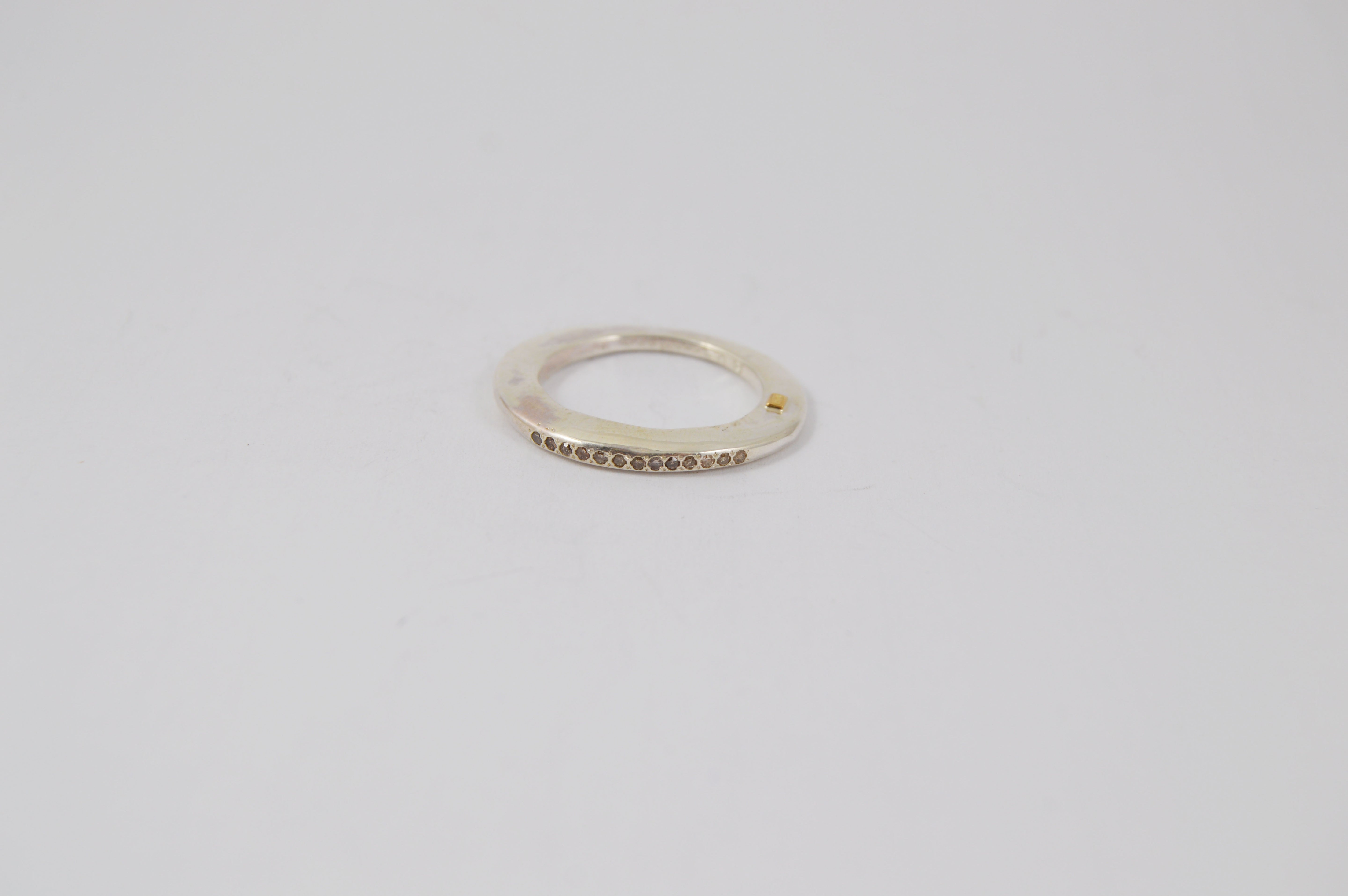 Rosa Maria Haz Ring, silver with cognac diamonds, close-up showcasing its organic, handcrafted design.
