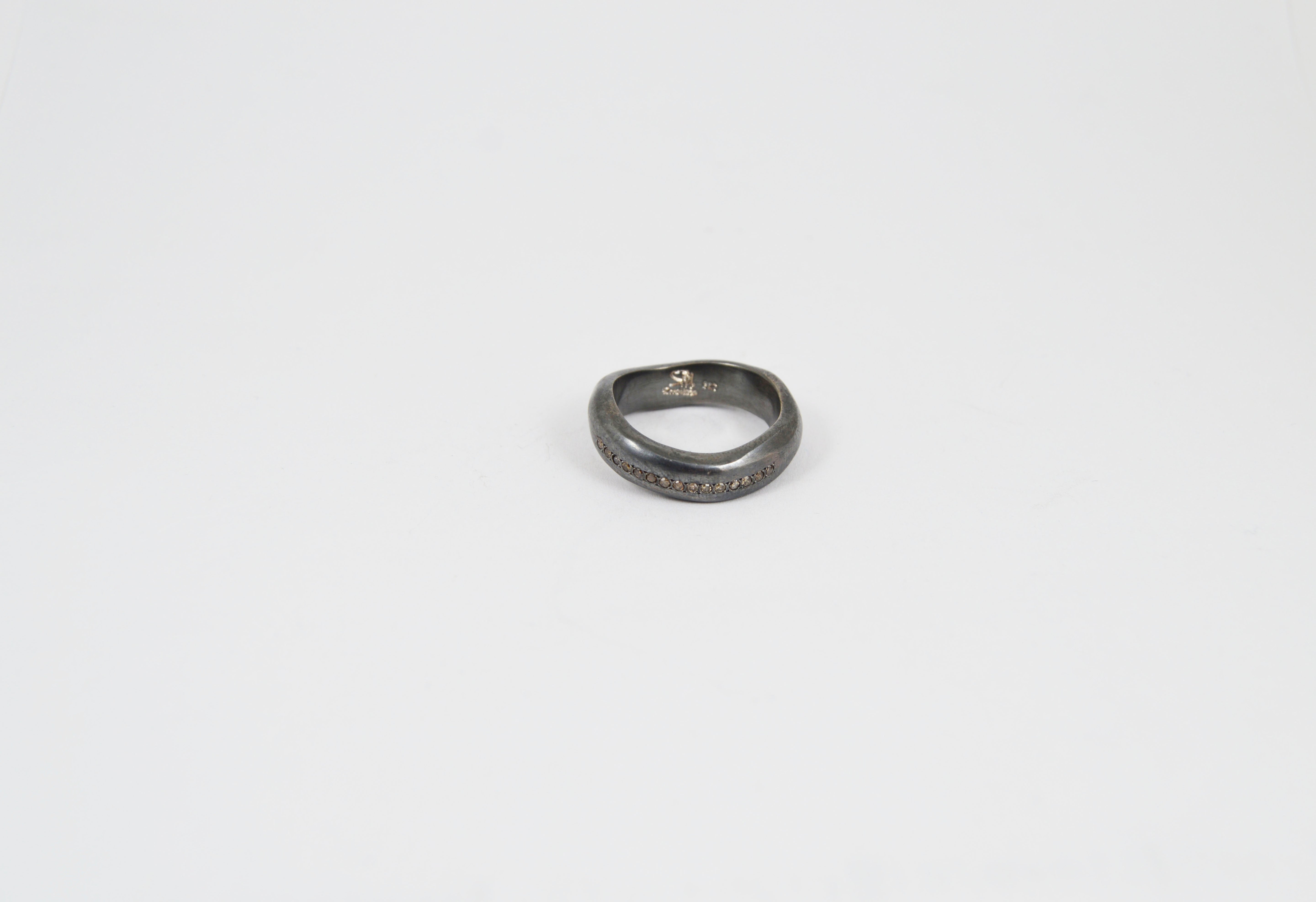 Rosa Maria Judd Ring in silver, featuring cognac diamonds, showcasing its unique, handcrafted organic design.