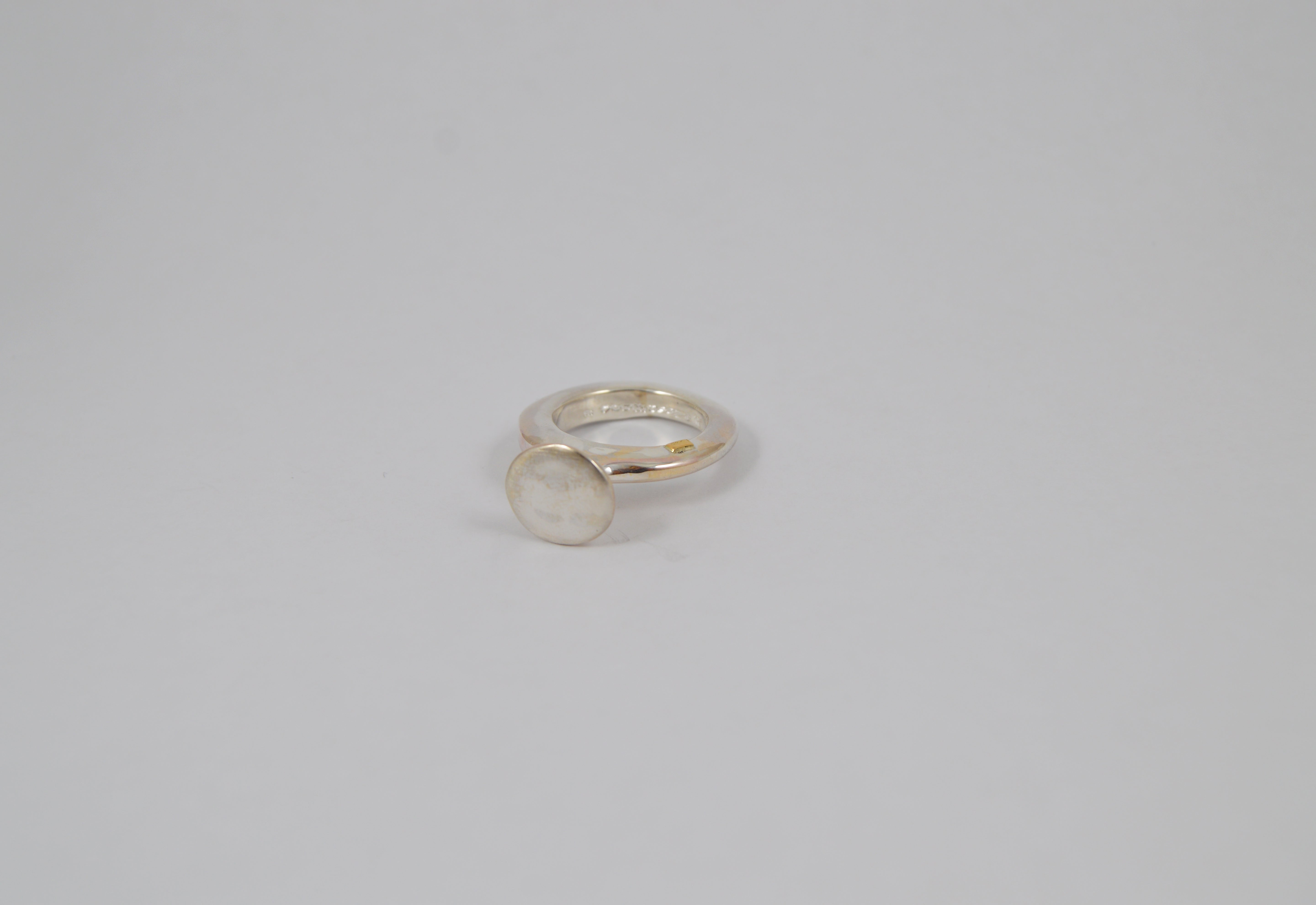 Rosa Maria Orphee Ring, sterling silver with organic, raw shape, front detail view on white background.