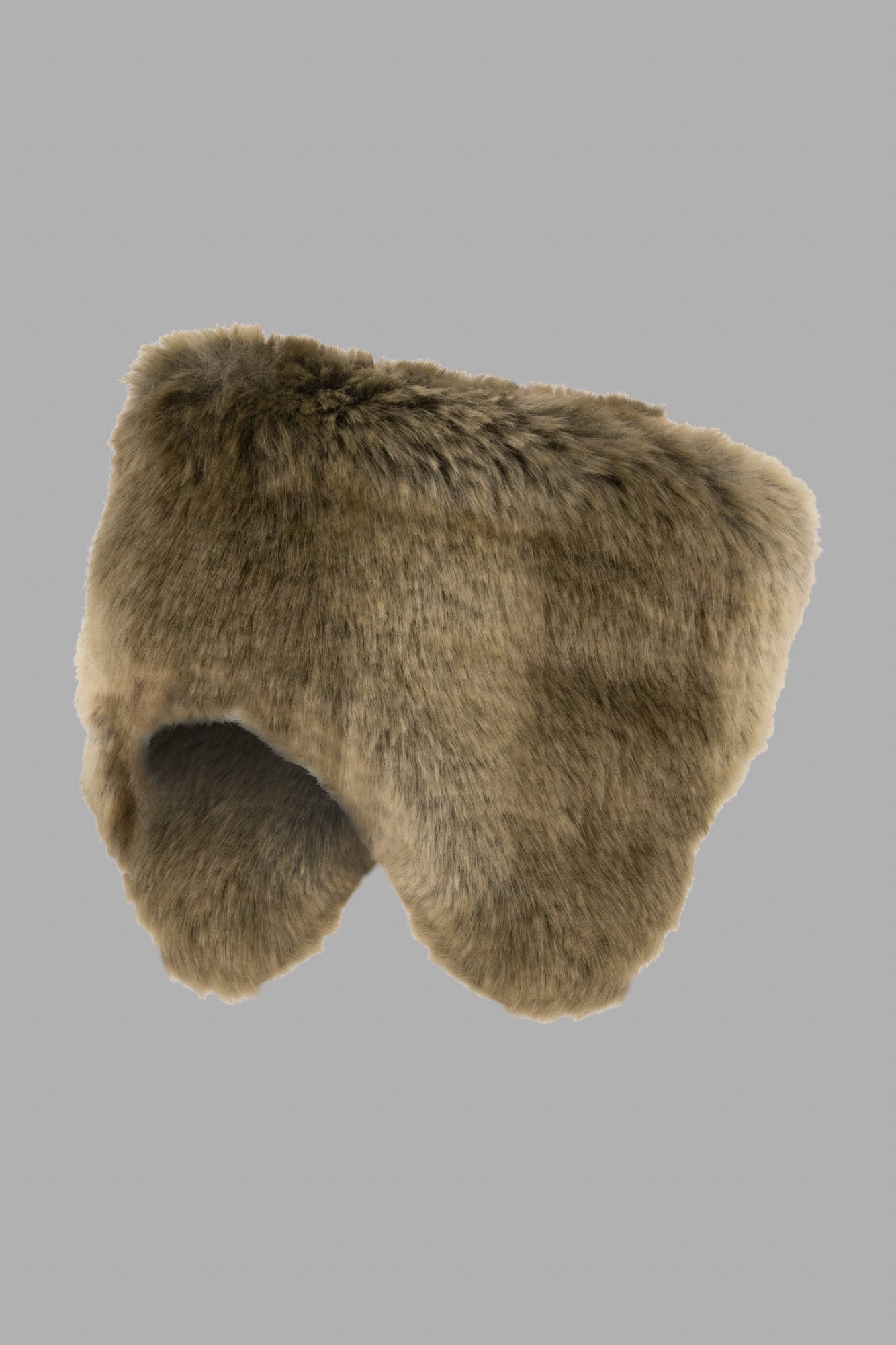 Kijima Takayuki Ear Headband in Yellow, detailed side view, showcasing synthetic fur texture with attached visor cap.