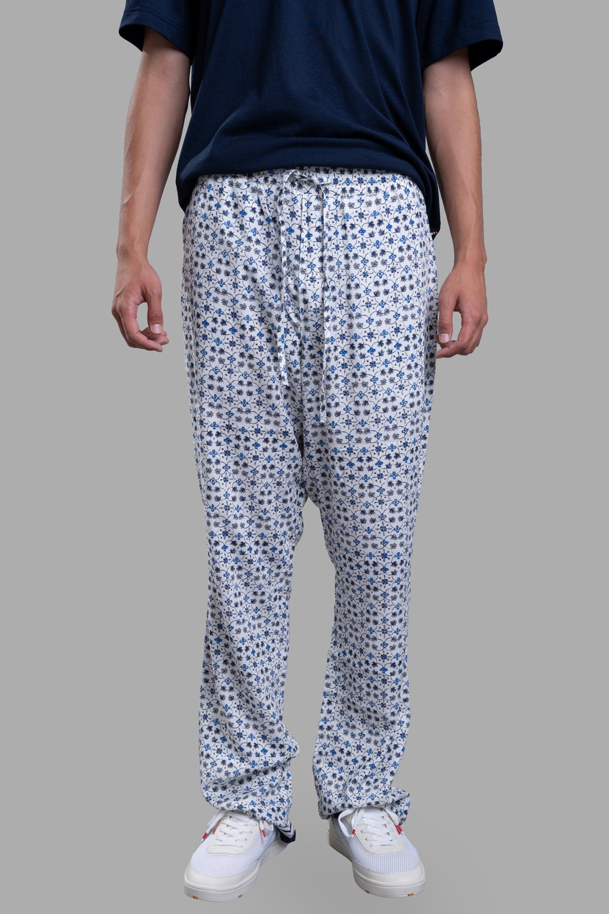 Orlebar Brown Relaxed-Fit Lounge Trousers displayed on model, featuring floral print and relaxed fit; perfect for casual.