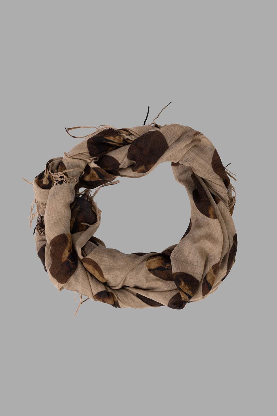 Osteria Graphic Wool Scarf in Tan/Brown
