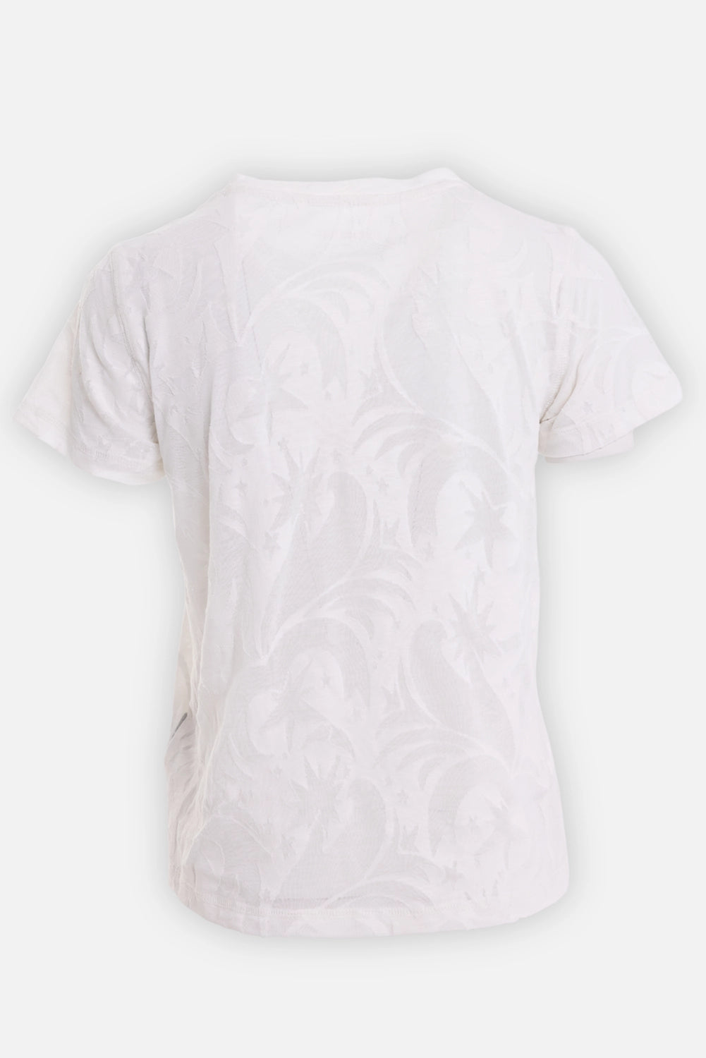 Zadig&Voltaire women's Alys T-shirt in judo, back view with tonal burnout stars and short sleeves