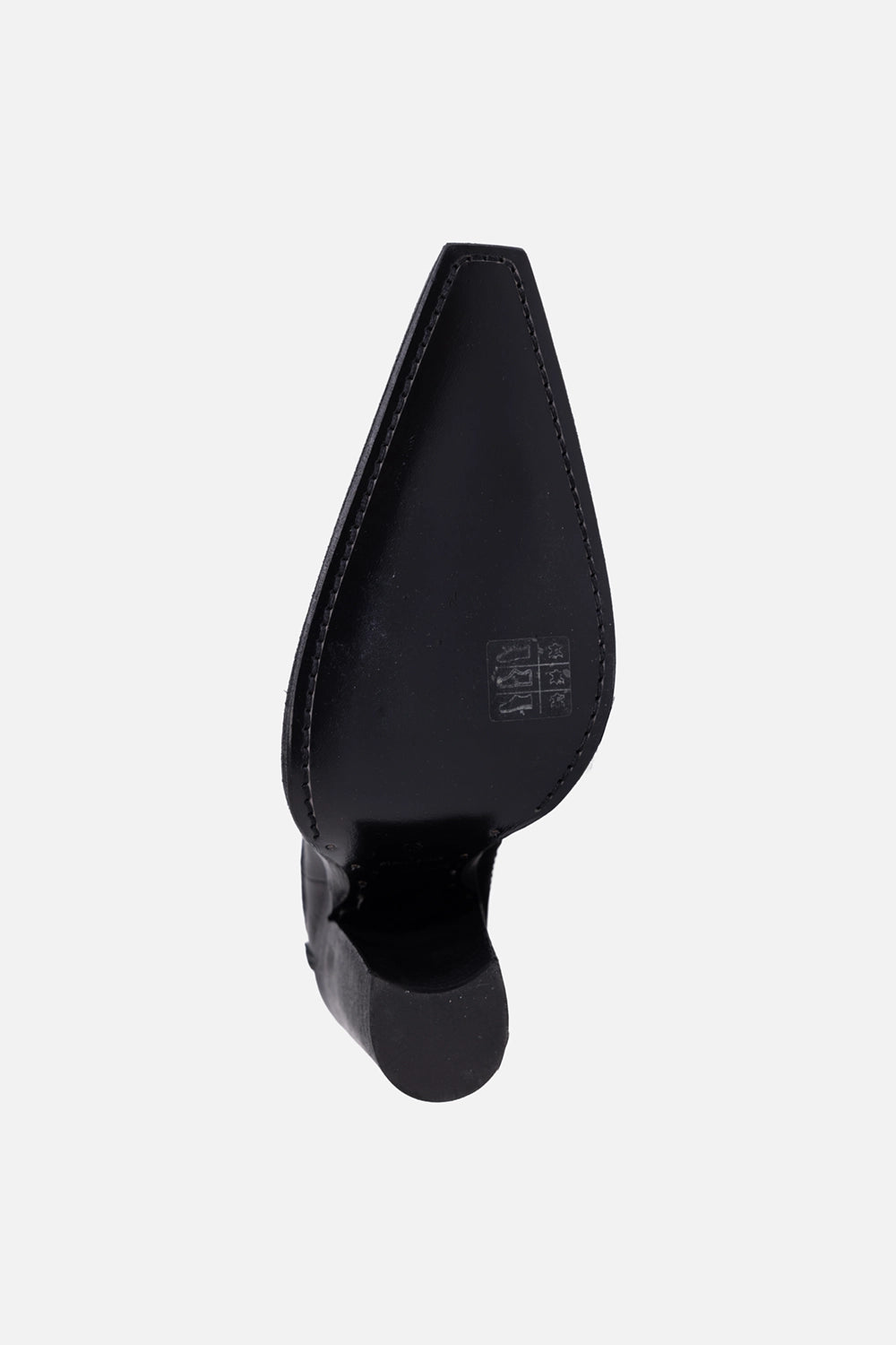 Pre-owned Dsquared2 women’s ankle boots in black, sole view, smooth outsole with stamp and pointed toe shape