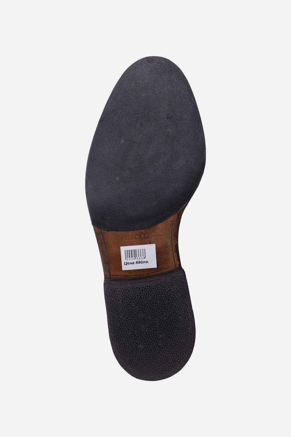 Pre-owned Givenchy ankle boots in black, sole view, leather midsection and rubber heel