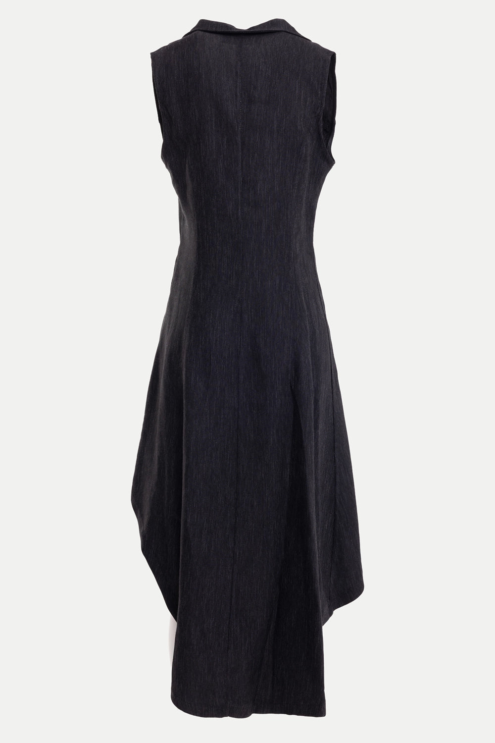 La Haine Inside Us women's dress in black, back view, sleeveless cut and long curved hem