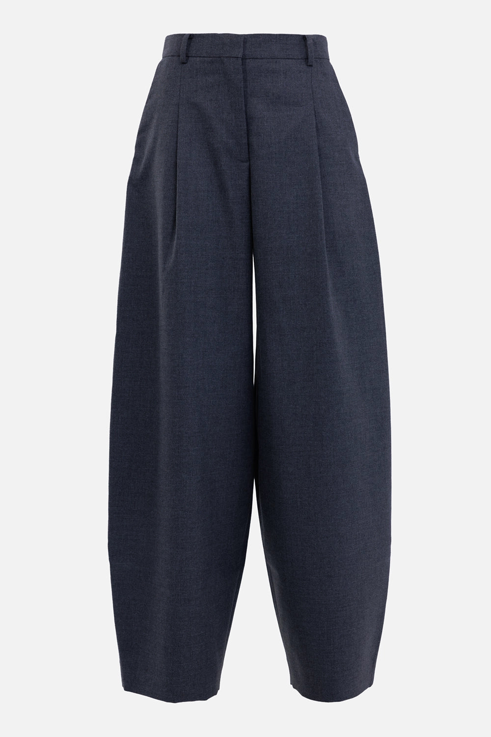 By Malene Birger women's dark grey Povilanna trousers, front view with pressed pleats and high-rise waistband