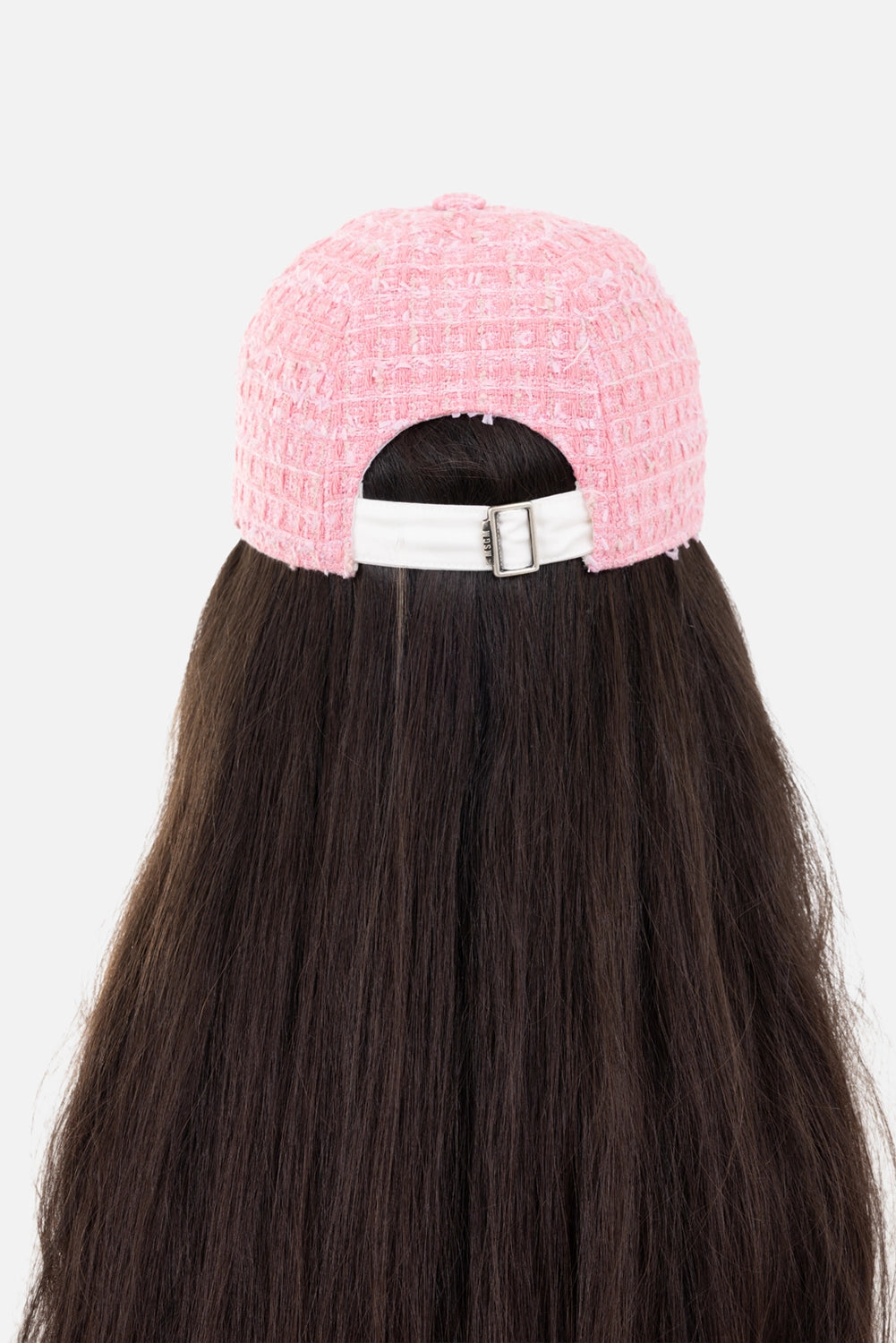 MSGM women's baseball cap in pink, back view, adjustable strap with metal buckle