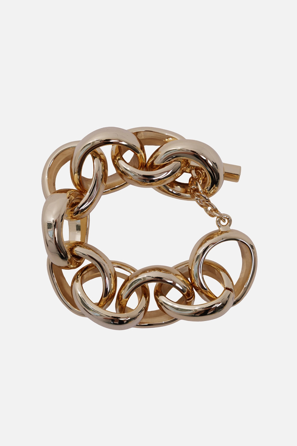 JOSEPH women's Bean Link bracelet in gilded gold, front view with oversized organic links and a toggle clasp