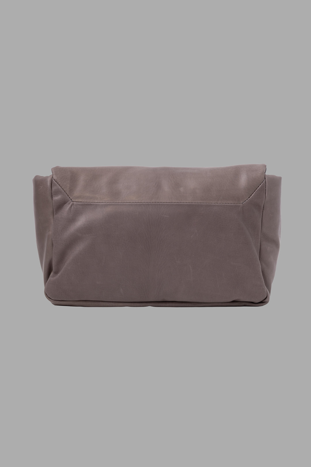 Rick Owens unisex Big Pillow Griffin bag in Dust, back view highlighting smooth padded leather and soft rectangular shape