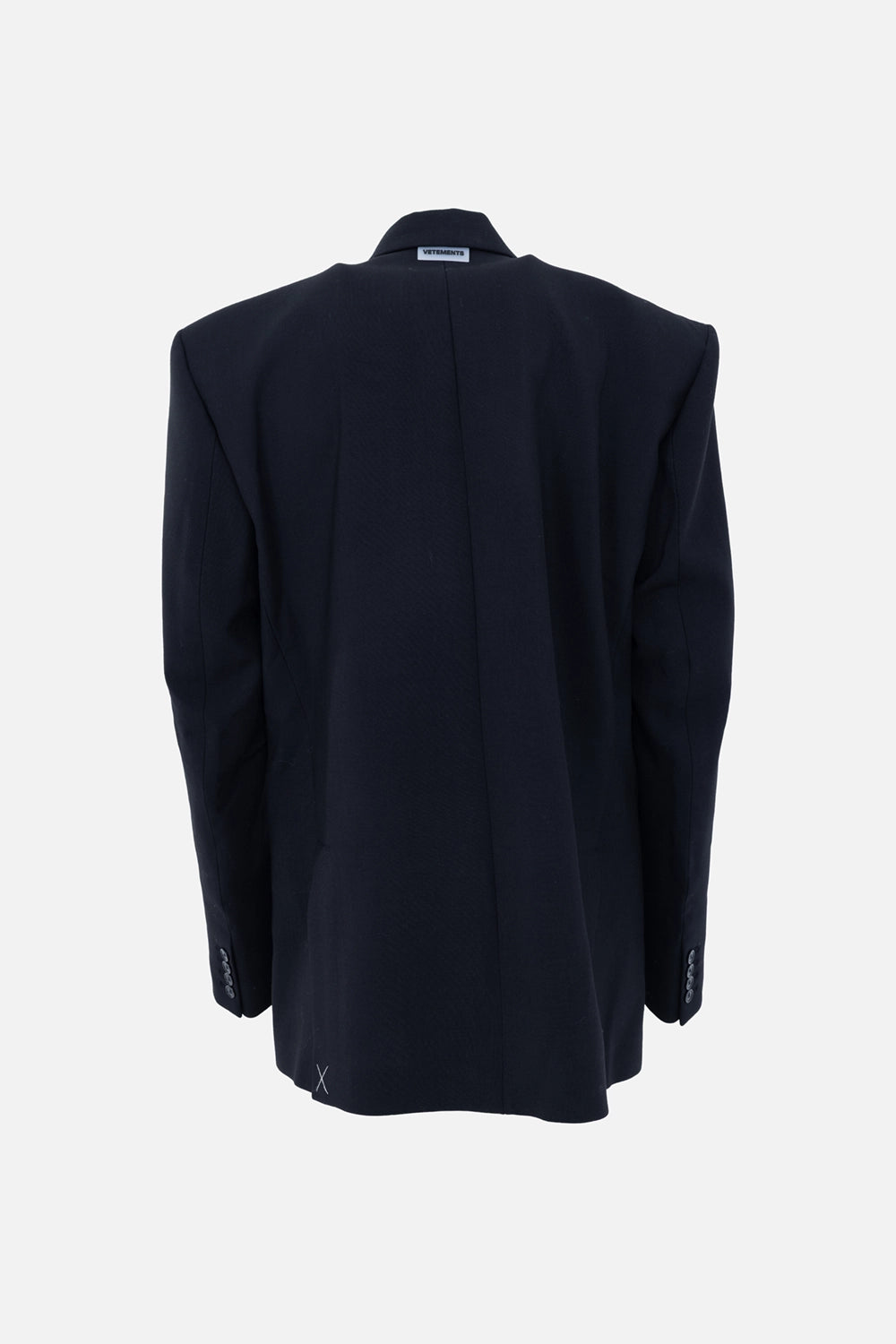 Pre-owned Vetements unisex blazer in black, back view, structured shoulders and clean back seam
