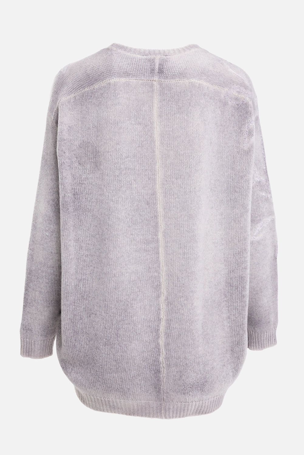 Avant Toi women's sweater in Grey, back view, plain knit panel with central seam