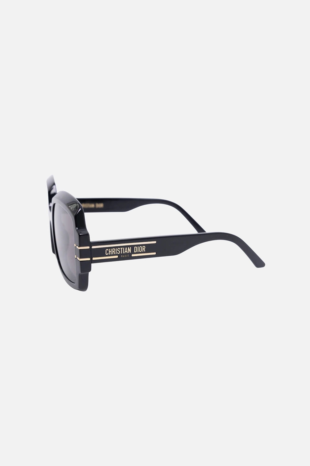 Pre-owned Christian Dior sunglasses side view showing gold logo detail on the temple
