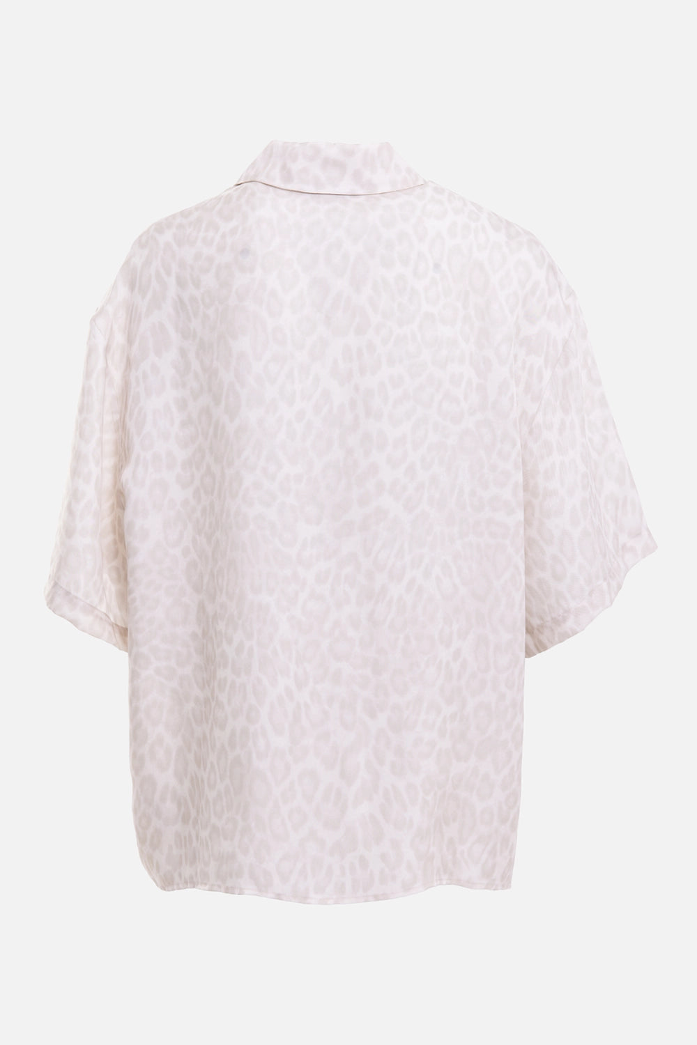 ANINE BING women's Coco shirt in washed white leopard, back view, relaxed drape and soft short sleeves