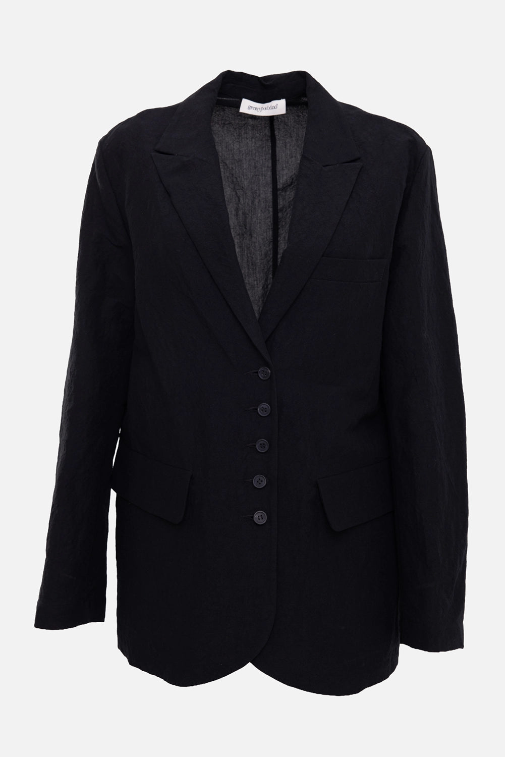 Gentry Portofino men's blazer in black, front view, notch lapels with chest welt and flap pockets