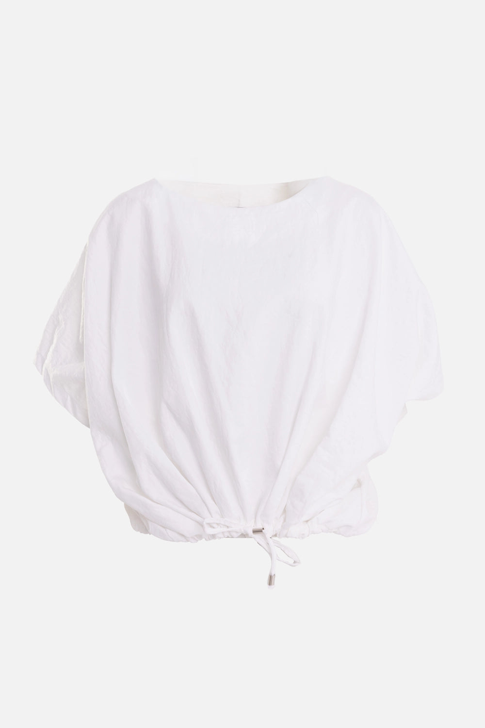 La Haine Inside Us women's T-shirt in white, front view, cropped nylon shape with drawstring hem