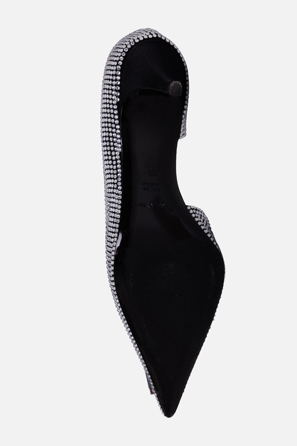 Magda Butrym women's pumps in black, sole view, glossy black outsole with size 38 marking
