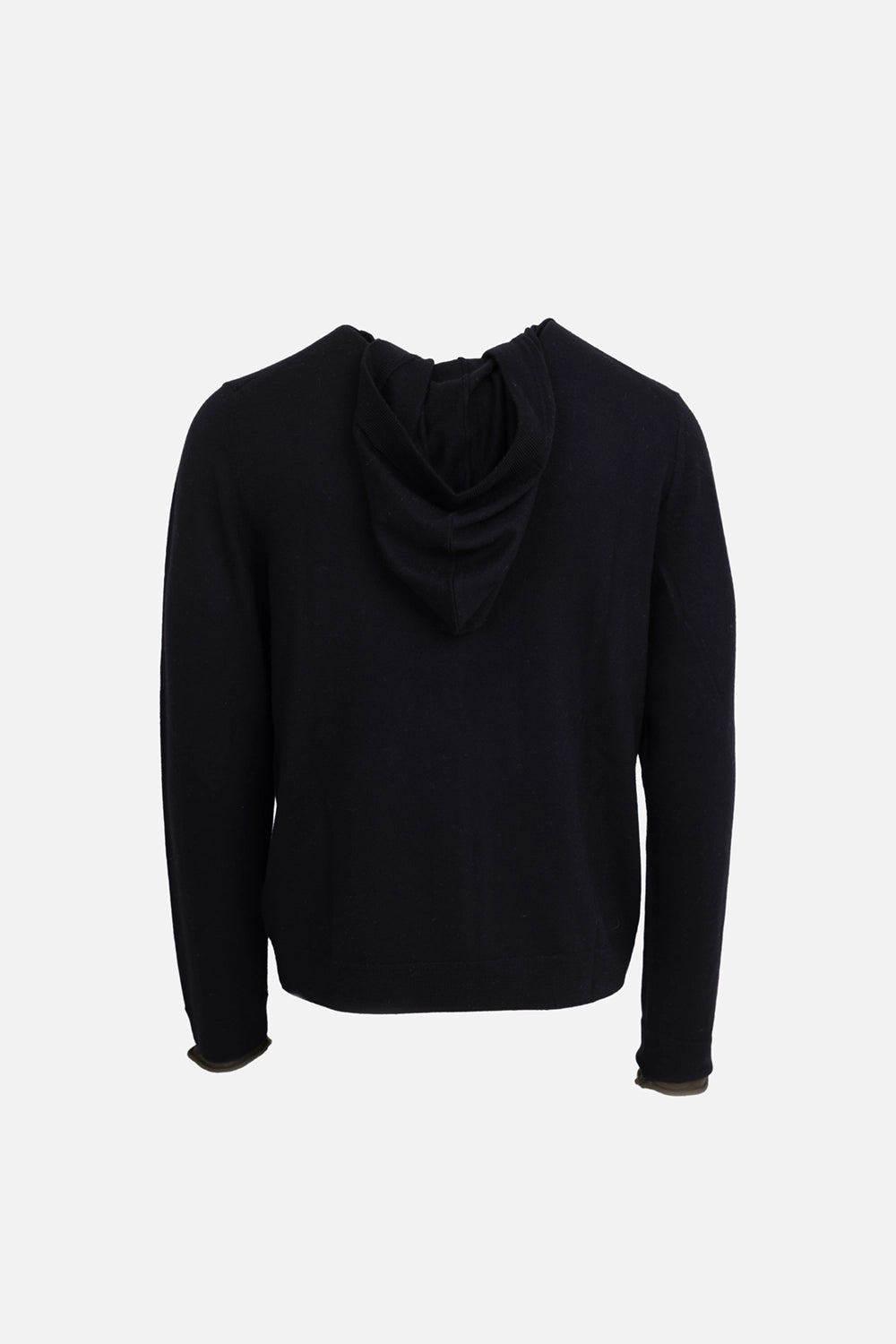 Zadig&Voltaire men’s zip hoodie in black, back view, panelled hood and clean knit finish.