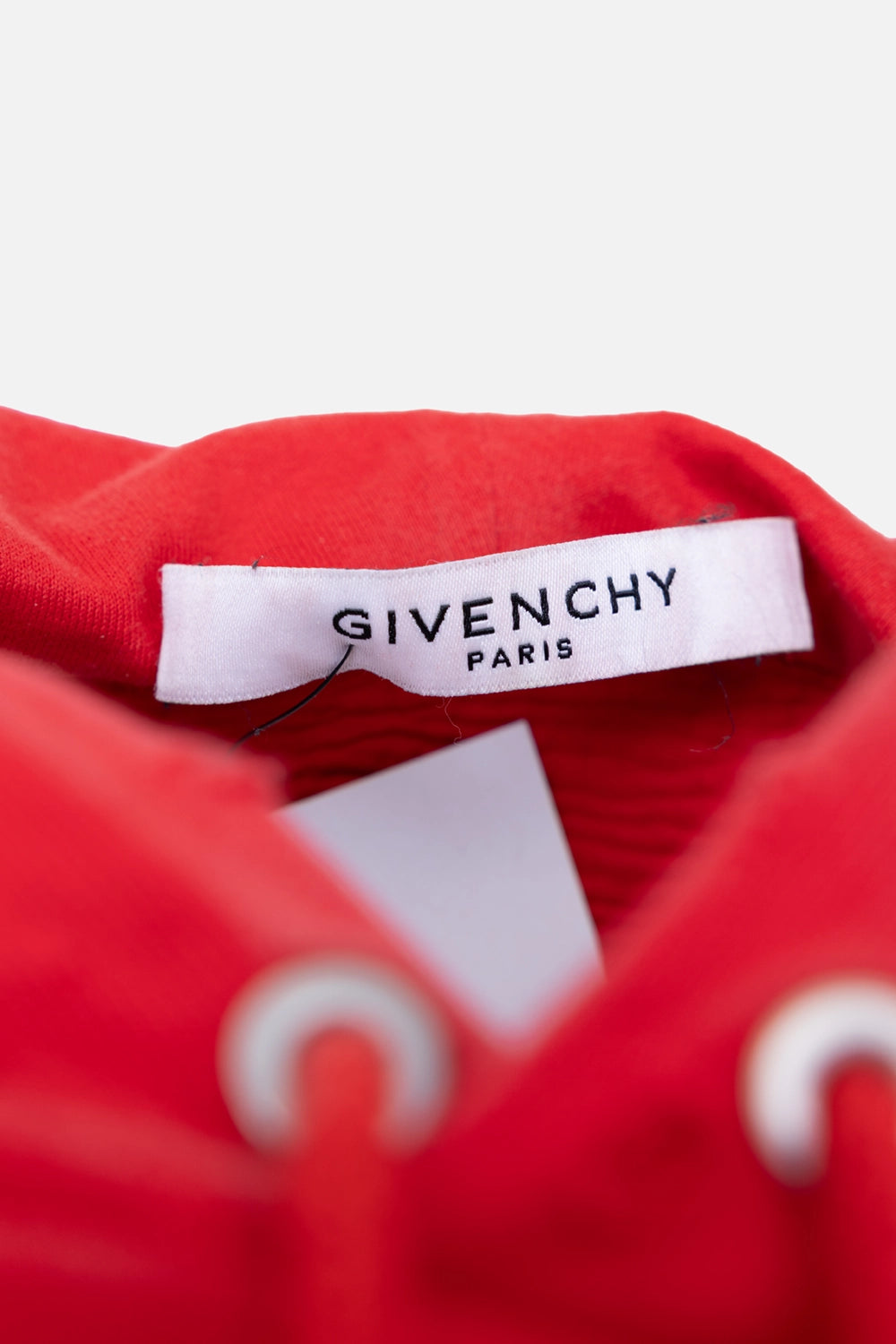 Pre-owned Givenchy hoodie in red, label detail, GIVENCHY PARIS neck tag