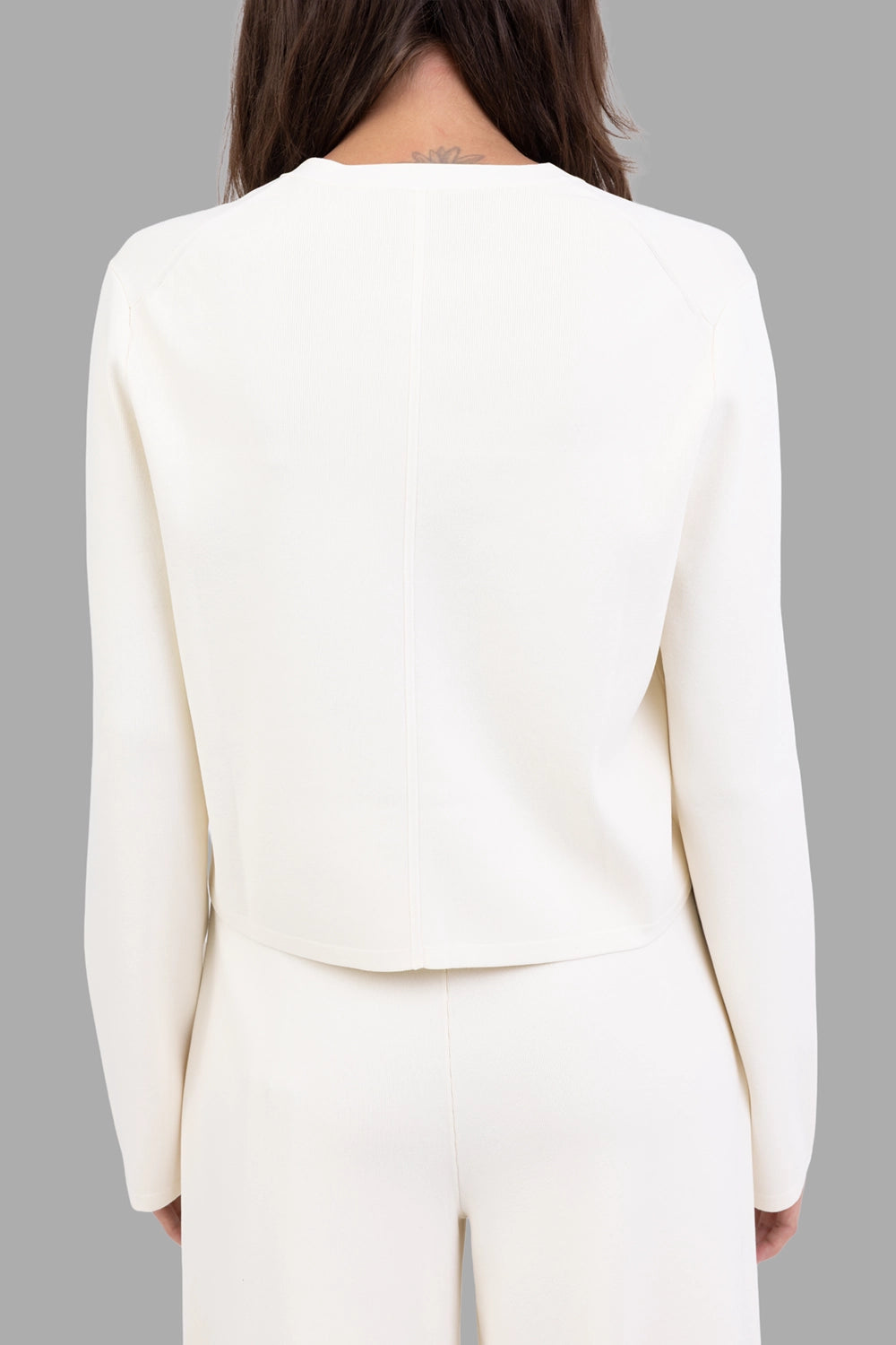 Joseph women jacket in ivory, back view, clean panelled back and straight hem