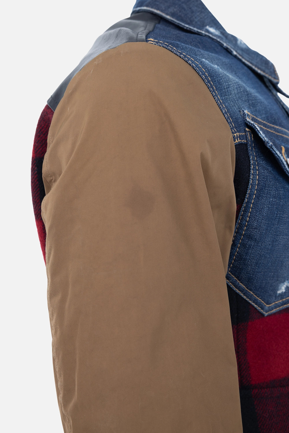 Pre-owned Dsquared2 jacket in multicolor, sleeve detail, tan contrast sleeve and rib-knit cuff