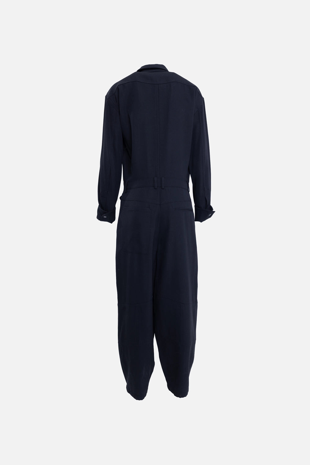 Pre-owned Givenchy women's jumpsuit in black, back view, long sleeves and straight-leg silhouette