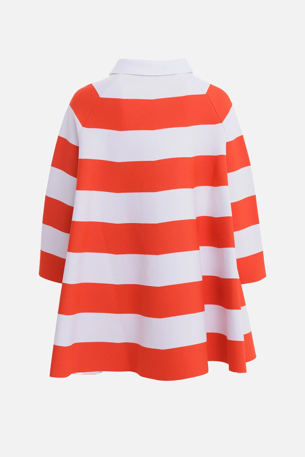 A.W.A.K.E. MODE women's knit mini dress in red and white, back view with A-line shape and striped knit