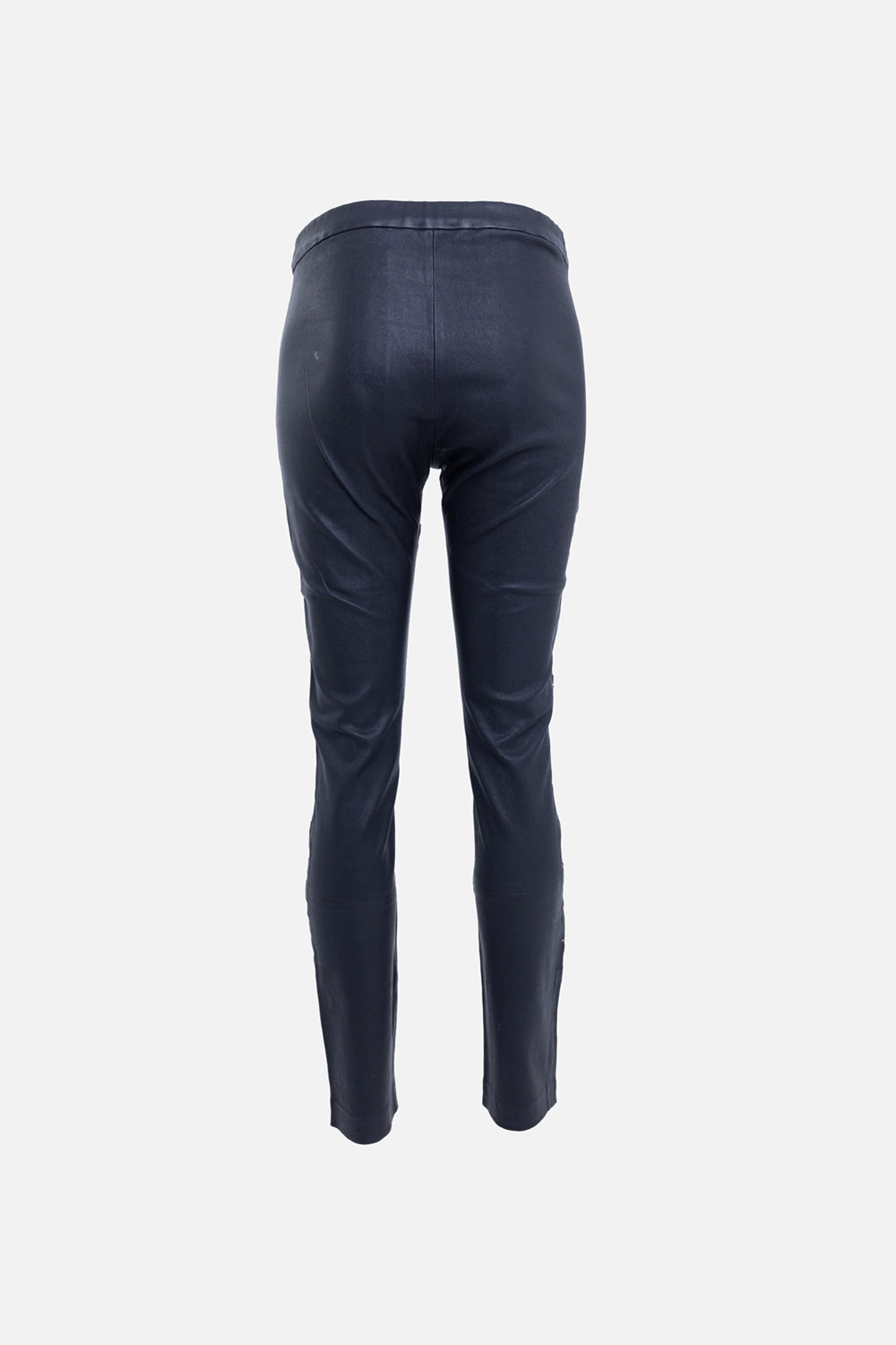 Pre-owned Haider Ackermann women's leather leggings in black, back view, smooth leather finish and slim leg