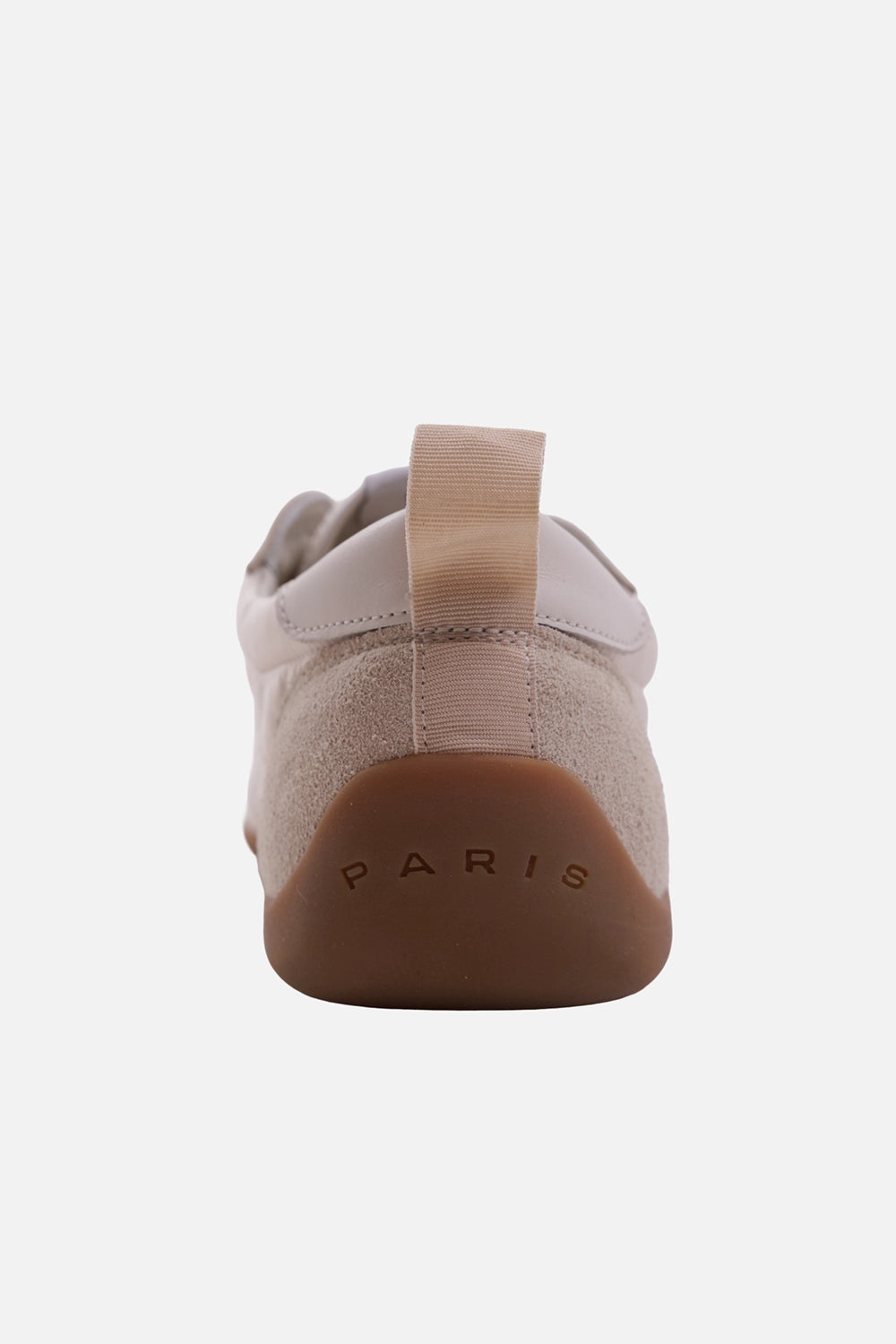 KENZO men's low-top sneakers in ecru, heel detail with pull tab, textured panel and PARIS-debossed gum sole