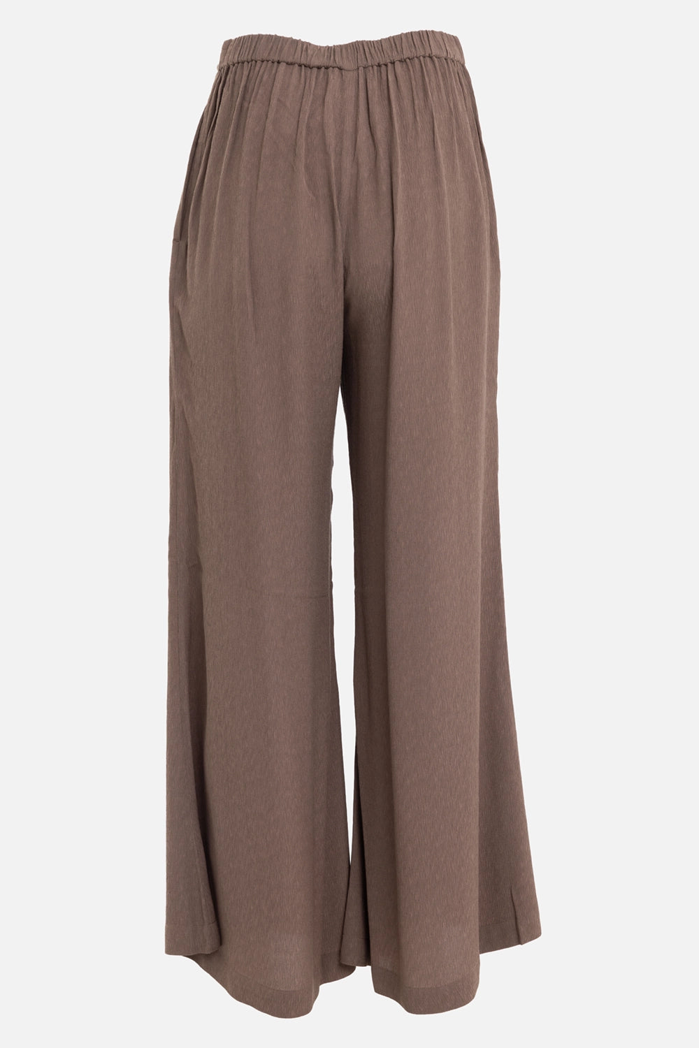 By Malene Birger women's flared trousers in chocolate chip, front view, high waist and split hems