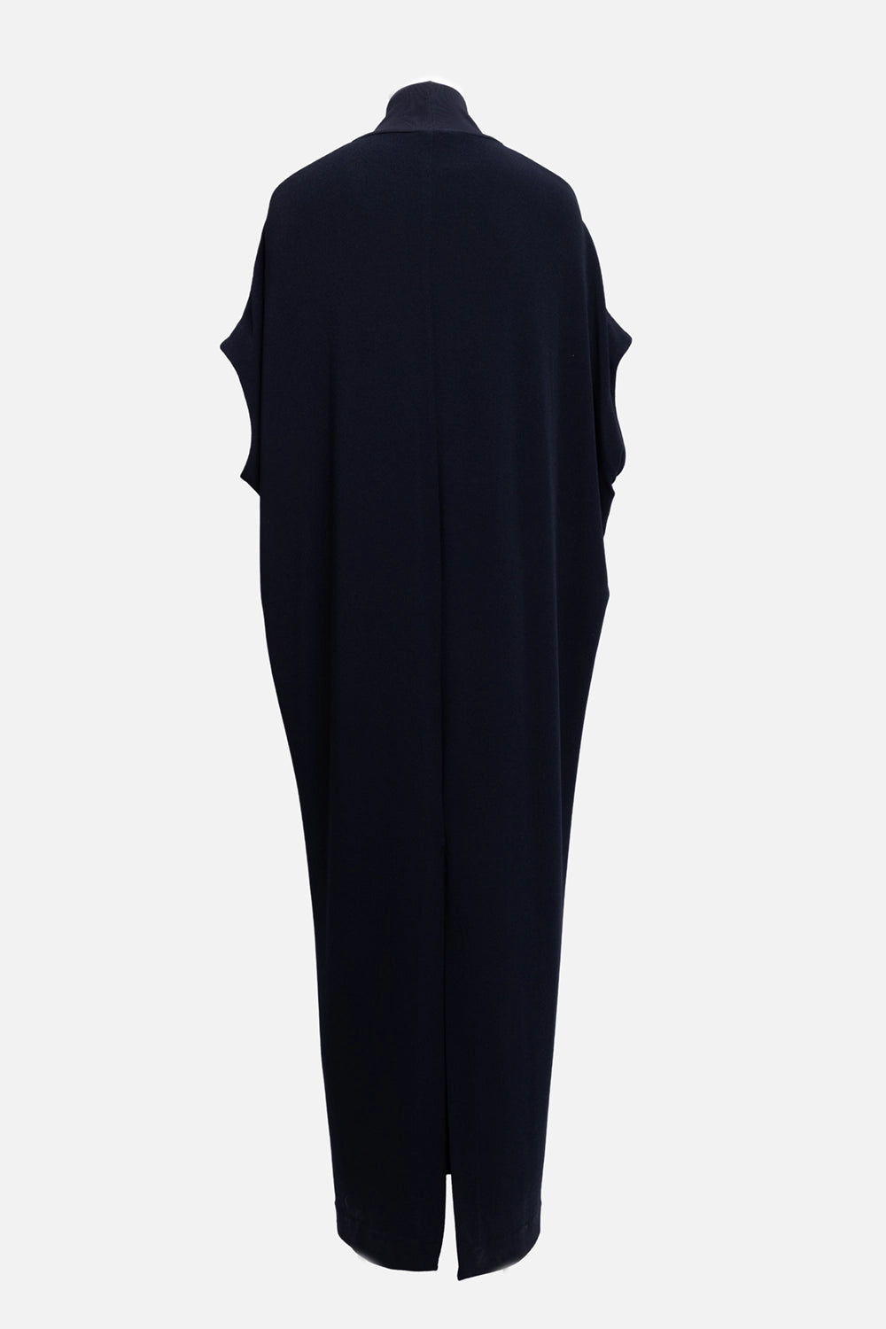 Pre-owned By Malene Birger women's maxi dress in dark blue, back view, center-back seam and small hem slit