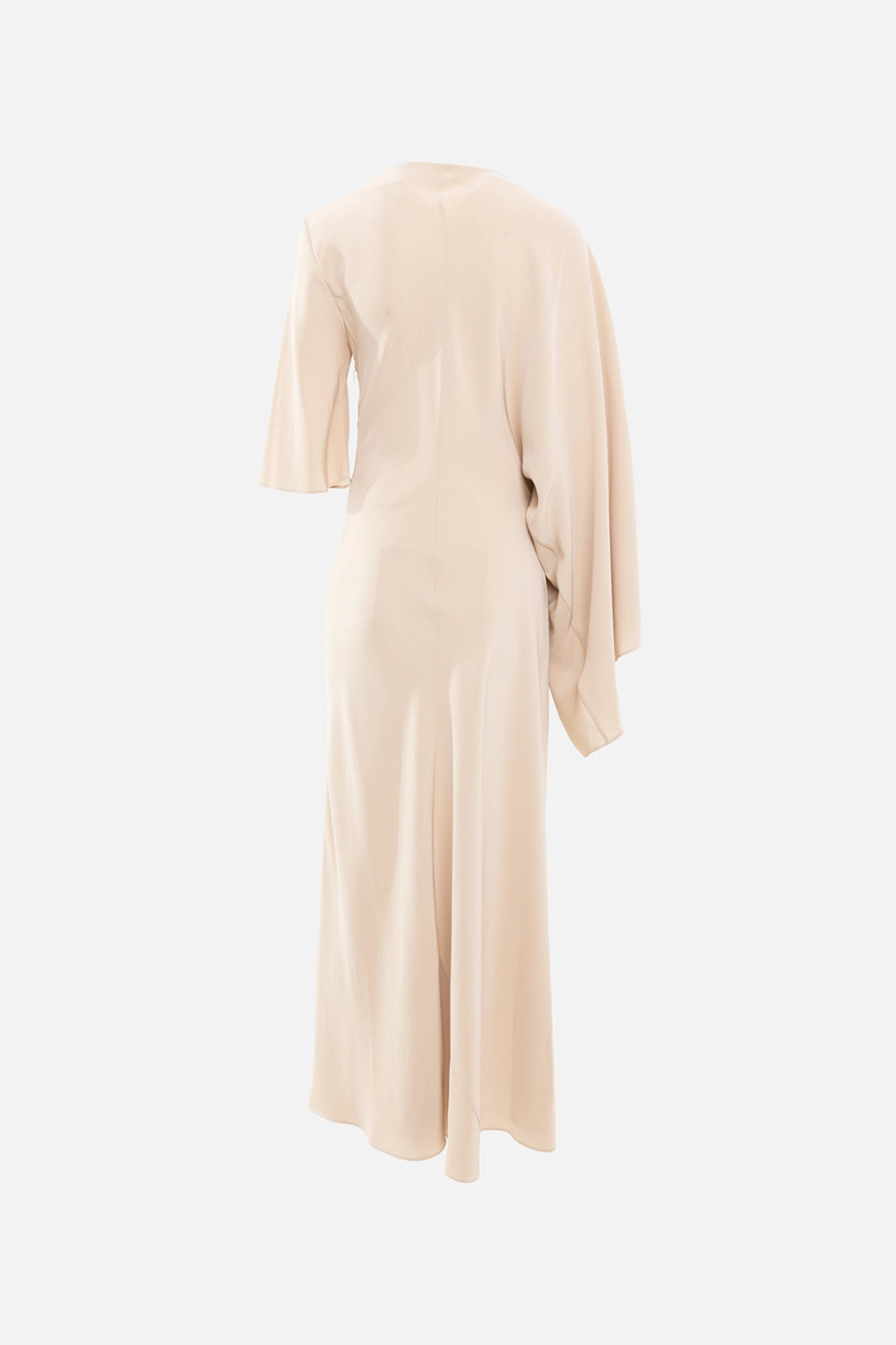 JOSEPH womens maxi dress in powder, back view, clean flowy skirt with asymmetric sleeve drape