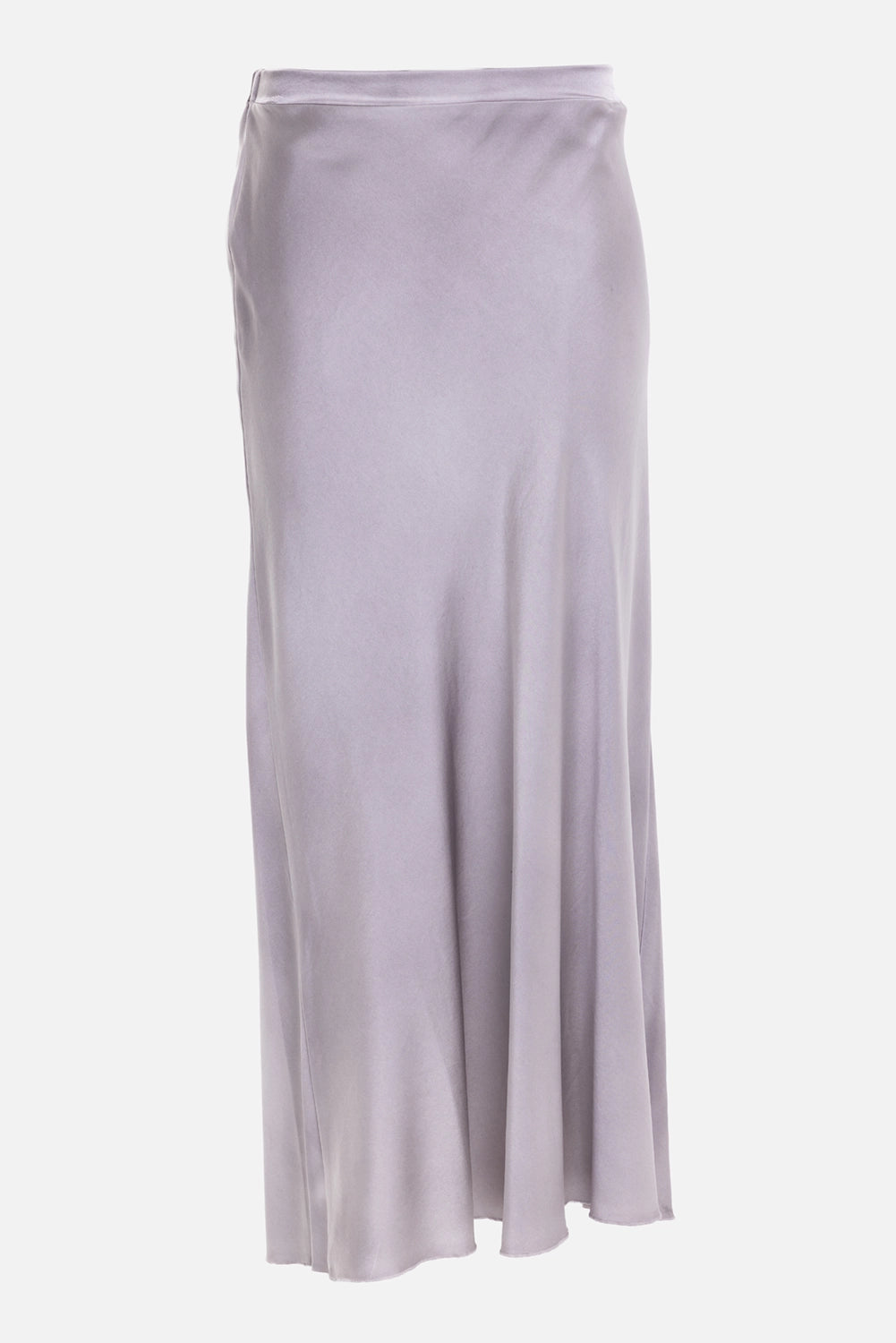 Avant Toi women's maxi skirt in ash, front view, soft satin sheen and subtle flare at hem
