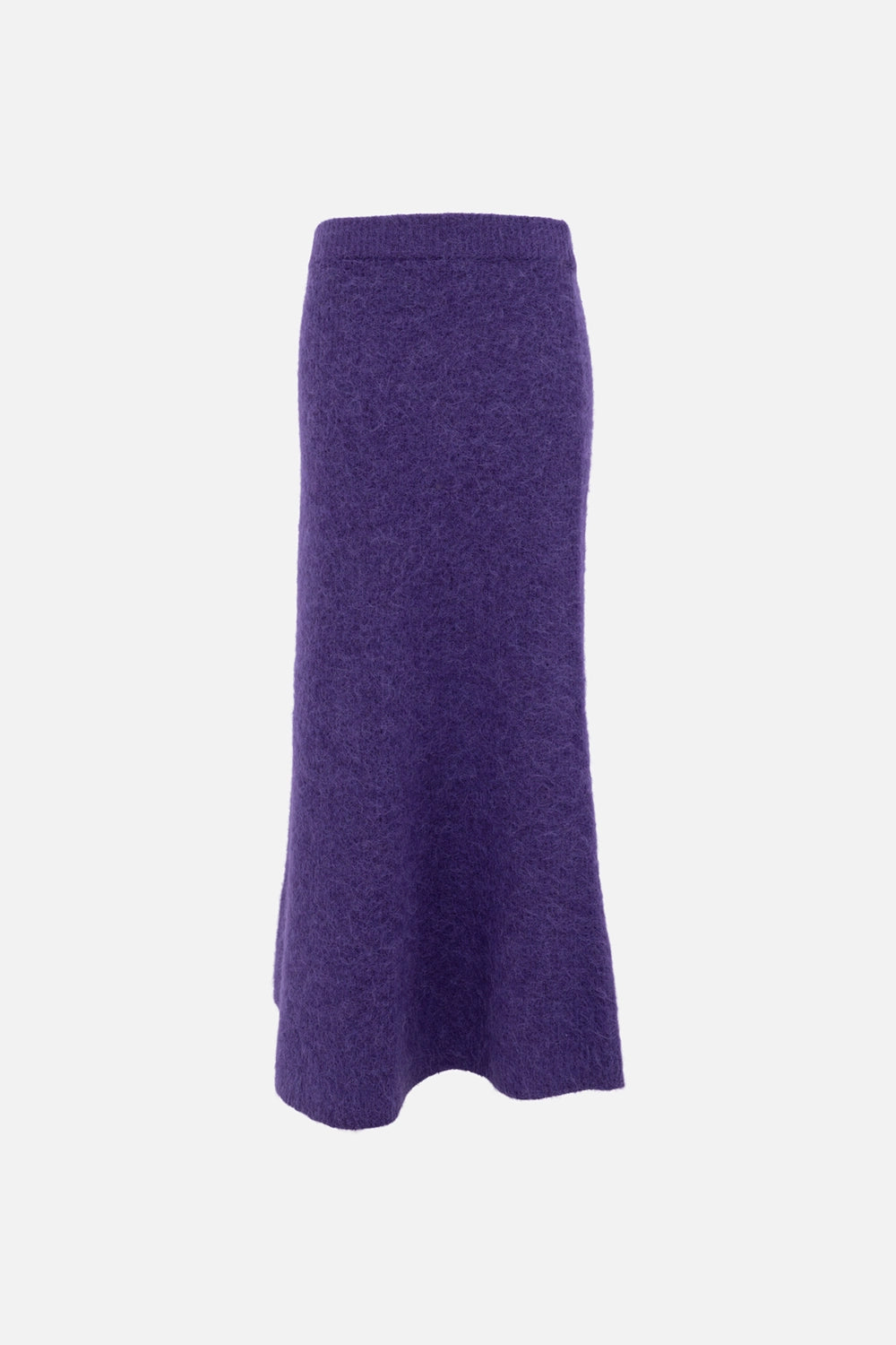 JOSEPH women's maxi skirt in violet, 3/4 view, brushed knit texture with softly flared hem