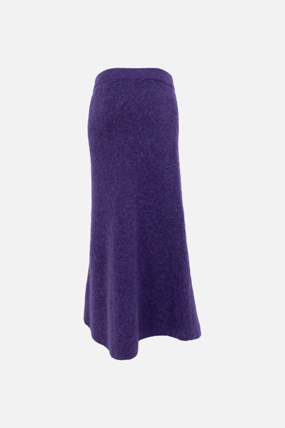 JOSEPH women's maxi skirt in violet, front view, ribbed elasticated waistband and brushed knit surface