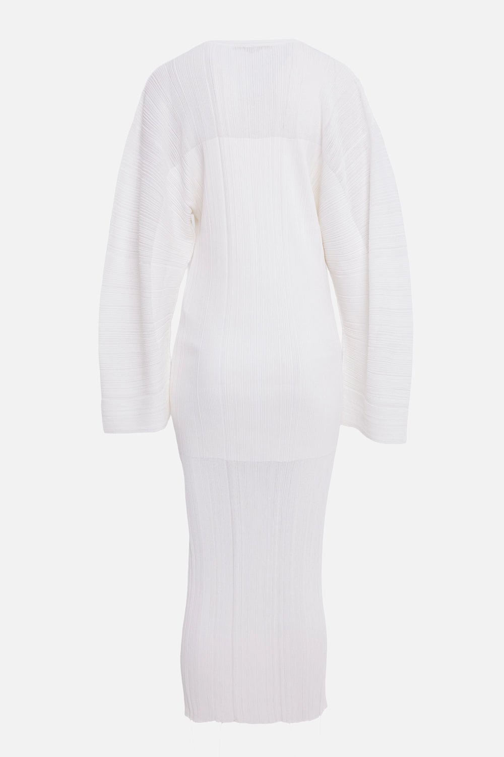Stella McCartney women's midi dress in white, back view, plissé knit and wide sleeves