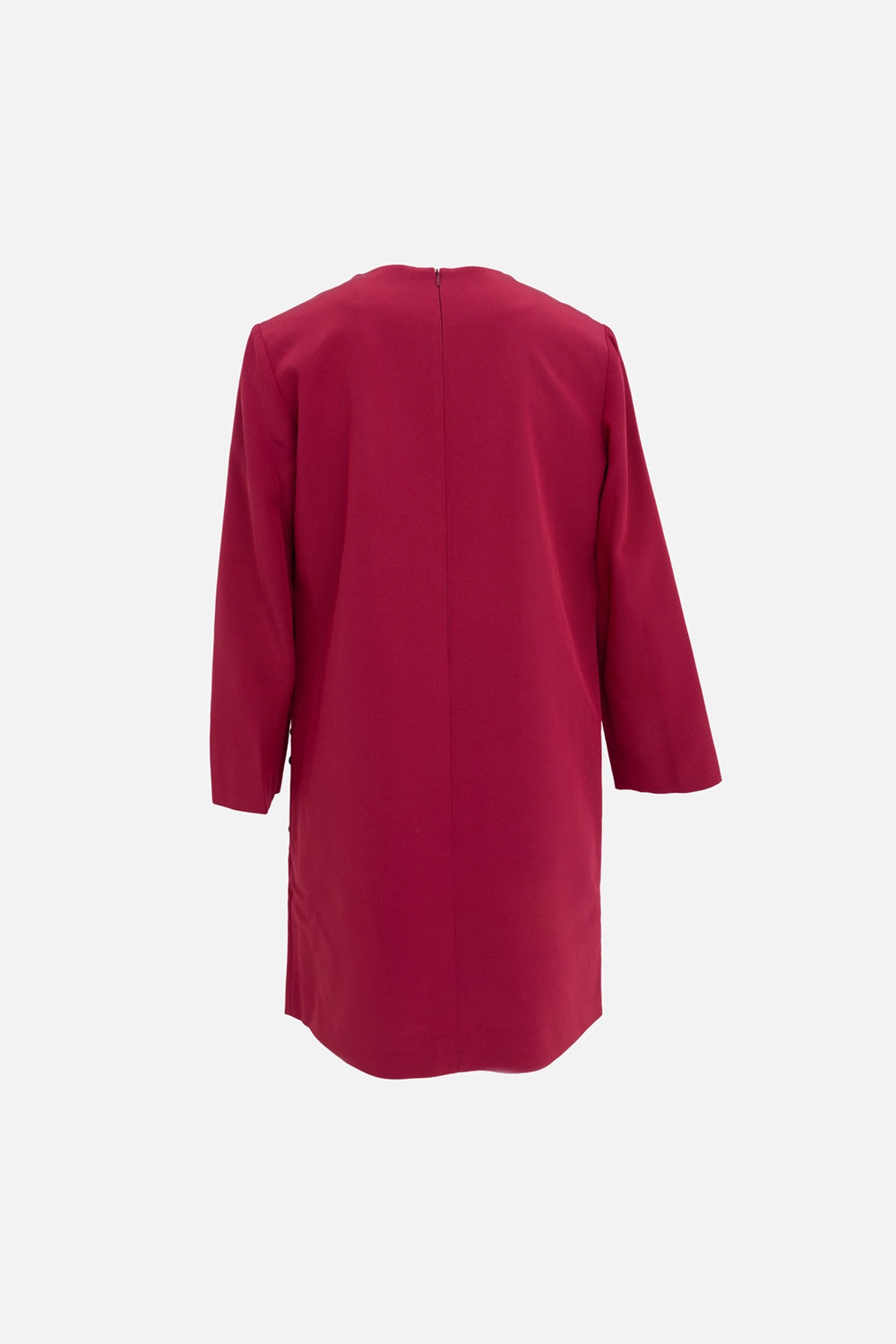 JOSEPH women’s mini dress in cherry, back view, clean A-line shape with concealed zip seam