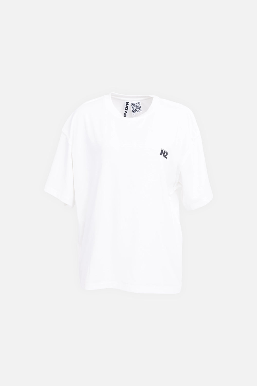 NZ white oversized T-shirt with small NZ logo at chest, front view