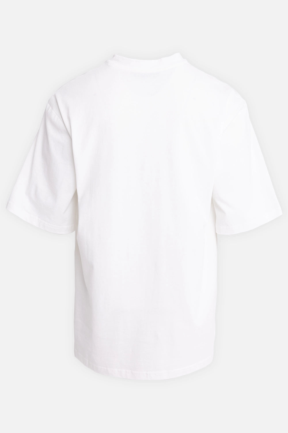 La Haine Inside Us men's over T-shirt in white, back view with plain panel and curved hem stitching
