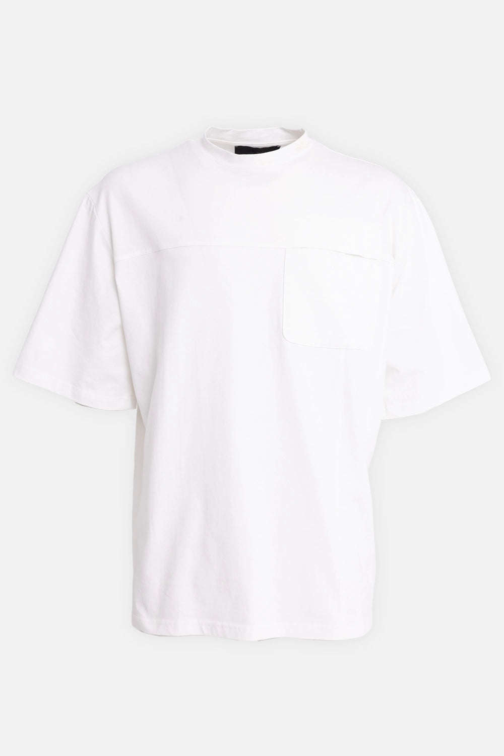 La Haine Inside Us men's over T-shirt in white, front view with chest pocket and horizontal yoke seam