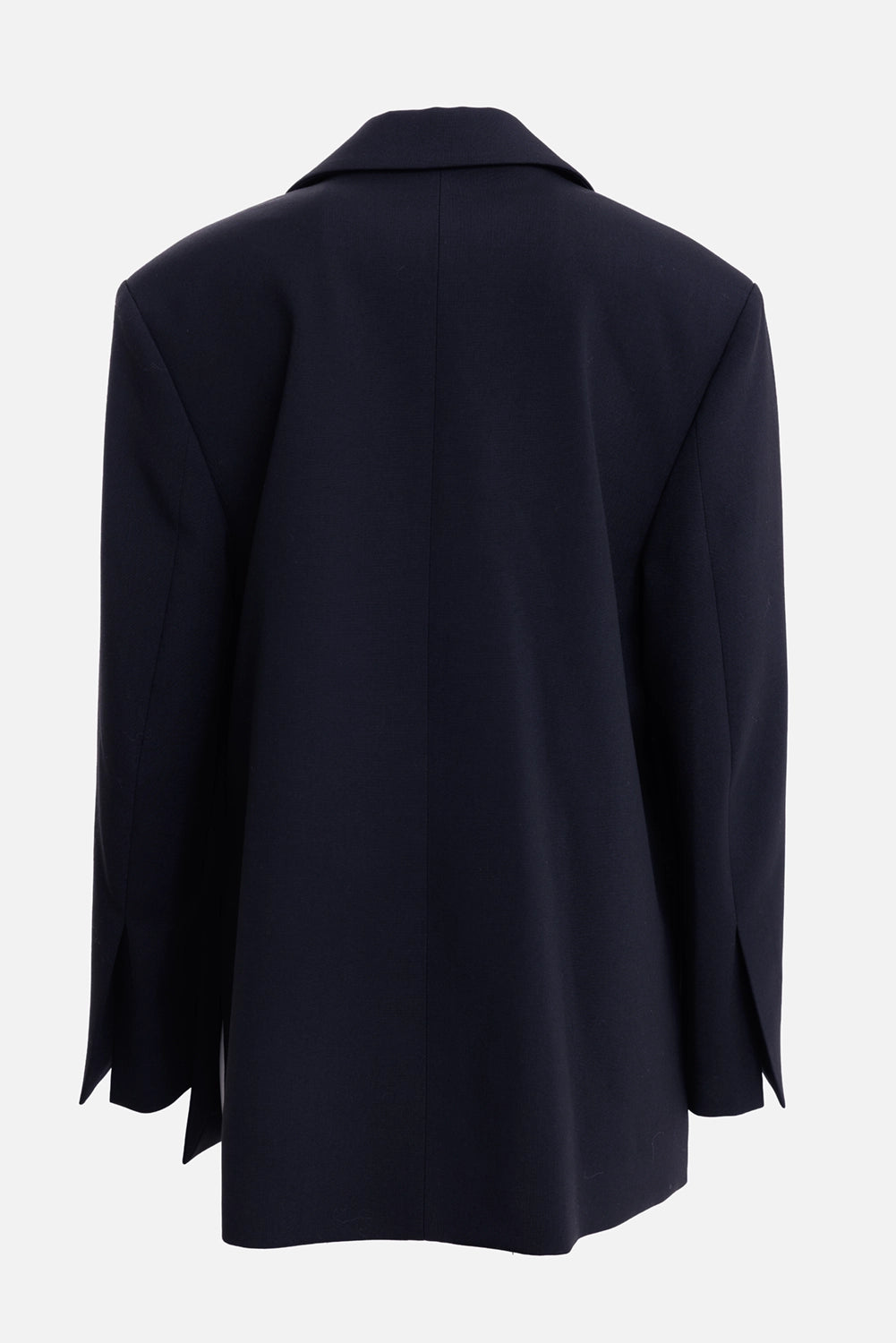 By Malene Birger women's oversized blazer in Black, back view with center seam and rear side slits